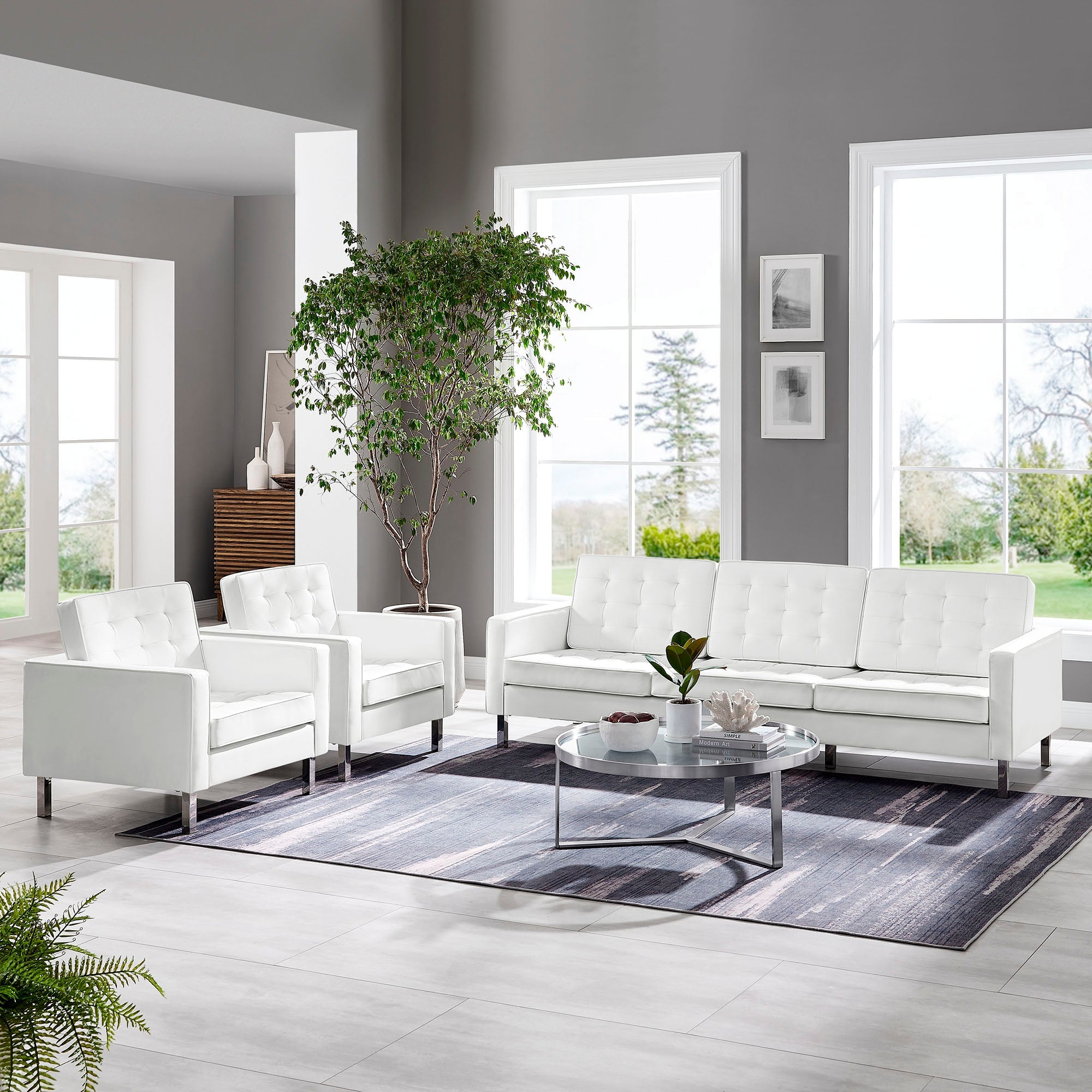 Loft Tufted Vegan Leather 3-Piece Furniture Set by Modway