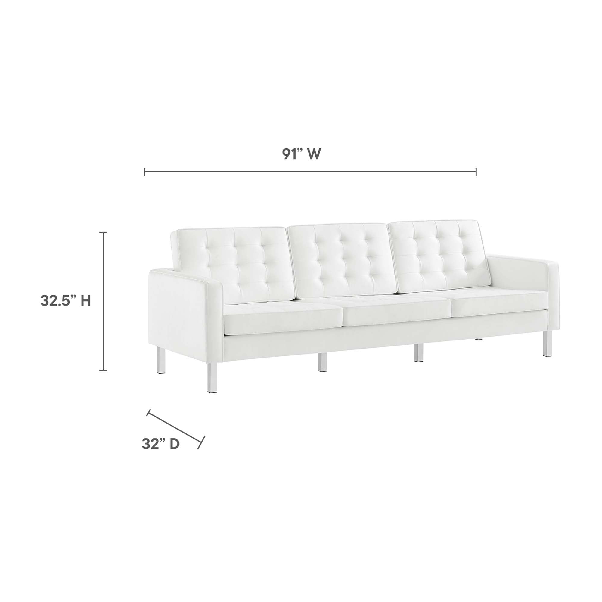 Loft Tufted Vegan Leather 3-Piece Furniture Set by Modway