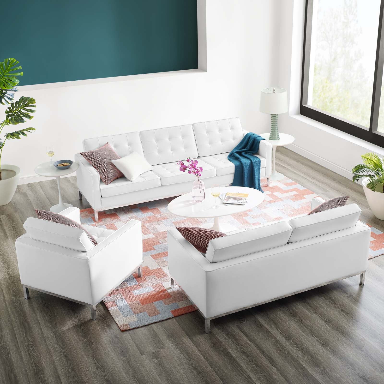 Loft 3 Piece Tufted Upholstered Faux Leather Set by Modway