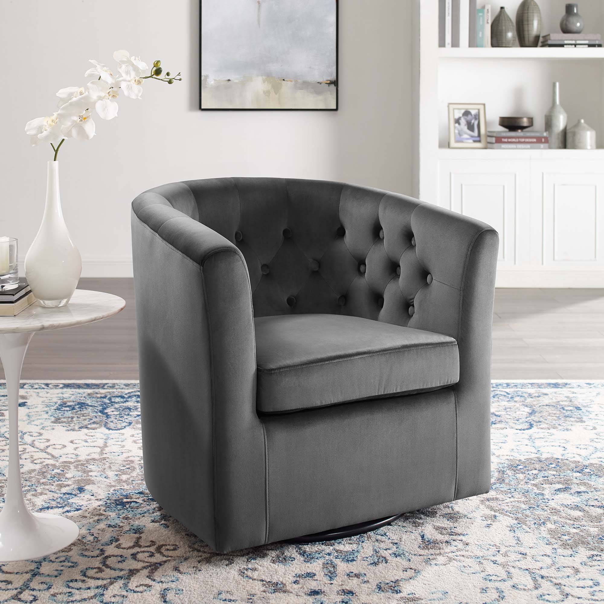 Prospect Tufted Performance Velvet Swivel Armchair by Modway