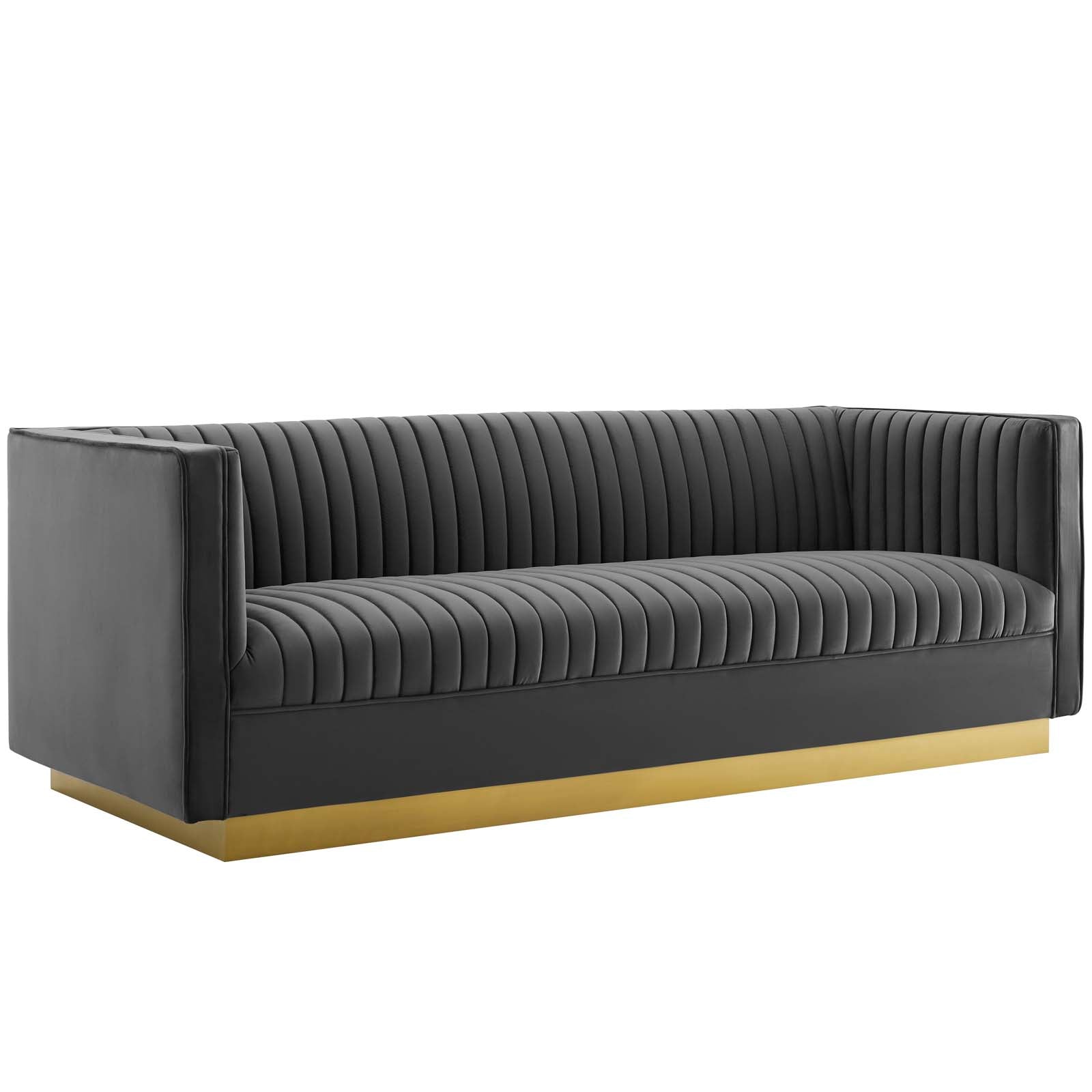 Sanguine 3 Piece Vertical Channel Tufted Upholstered Performance Velvet Set by Modway