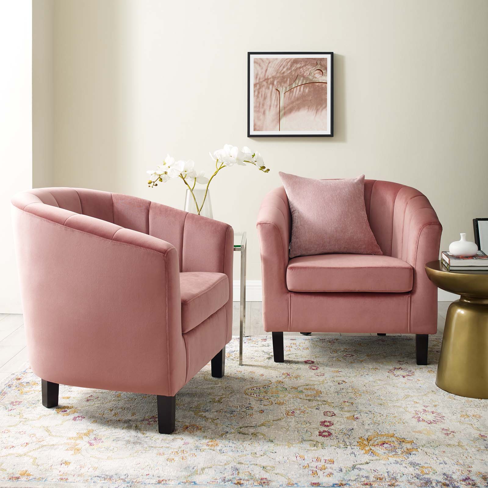 Prospect Channel Tufted Performance Velvet Armchair Set of 2 by Modway
