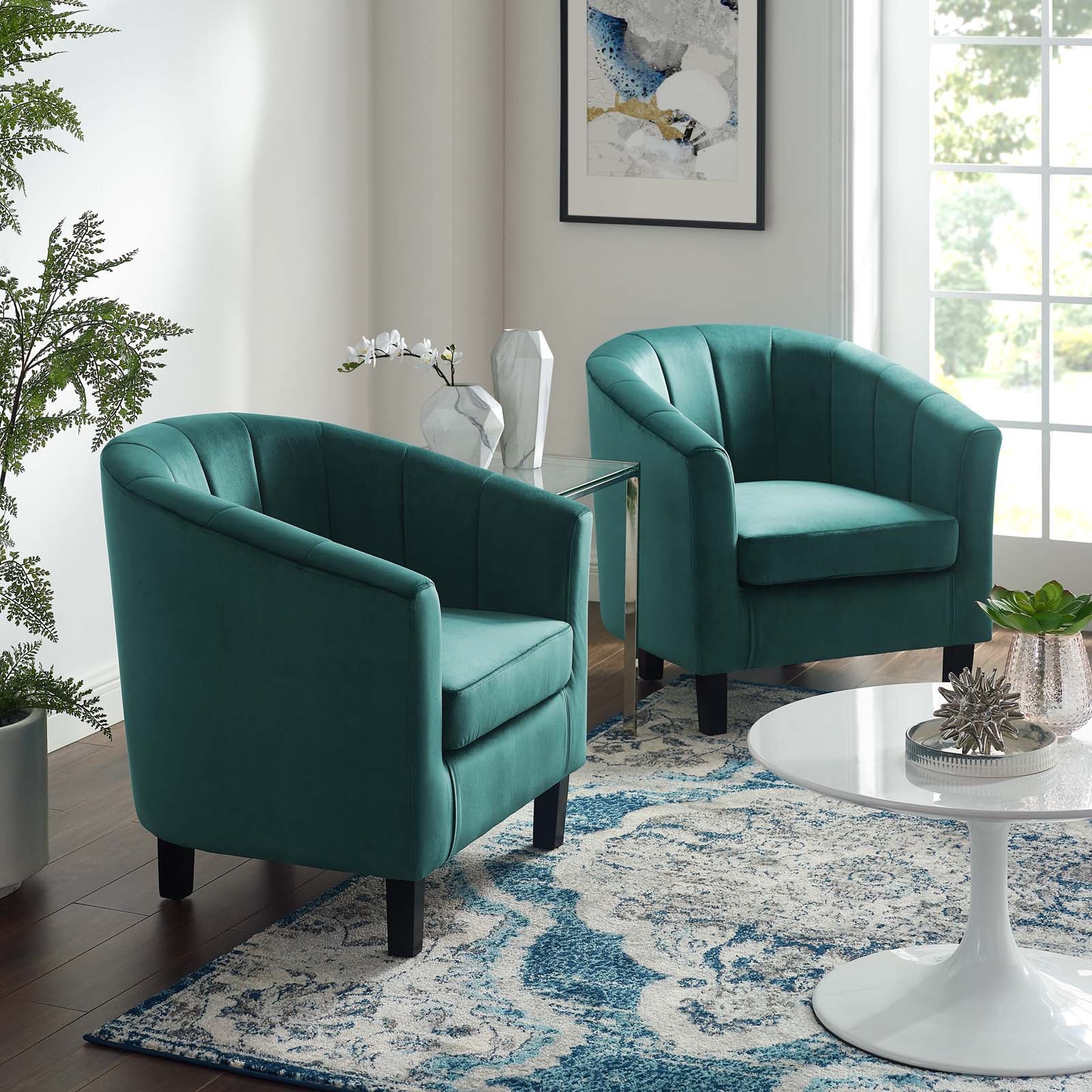 Prospect Channel Tufted Performance Velvet Armchair Set of 2 by Modway