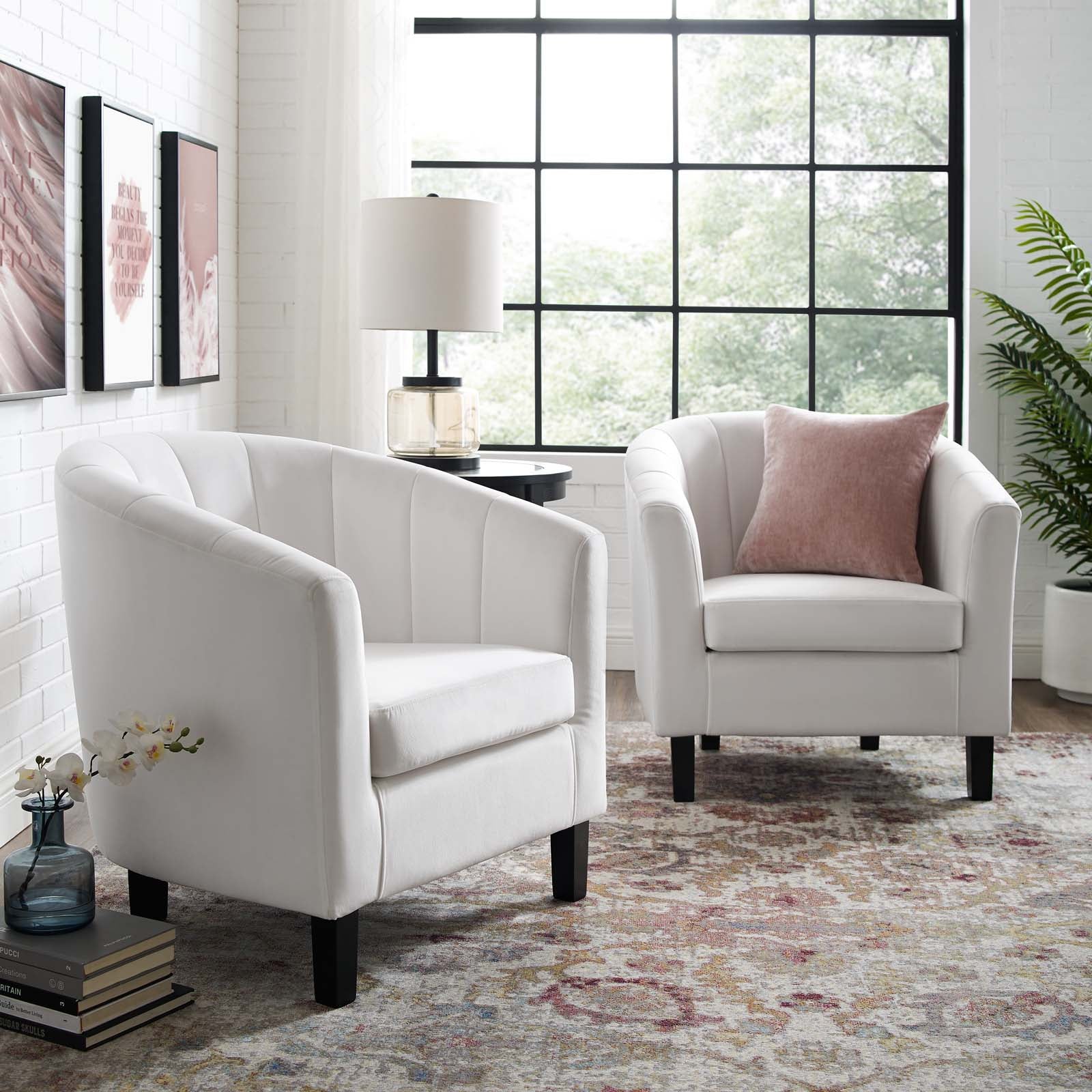 Prospect Channel Tufted Performance Velvet Armchair Set of 2 by Modway