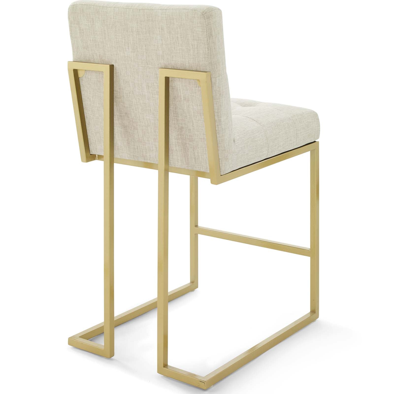 Privy Gold Stainless Steel Upholstered Fabric Counter Stool Set of 2 by Modway