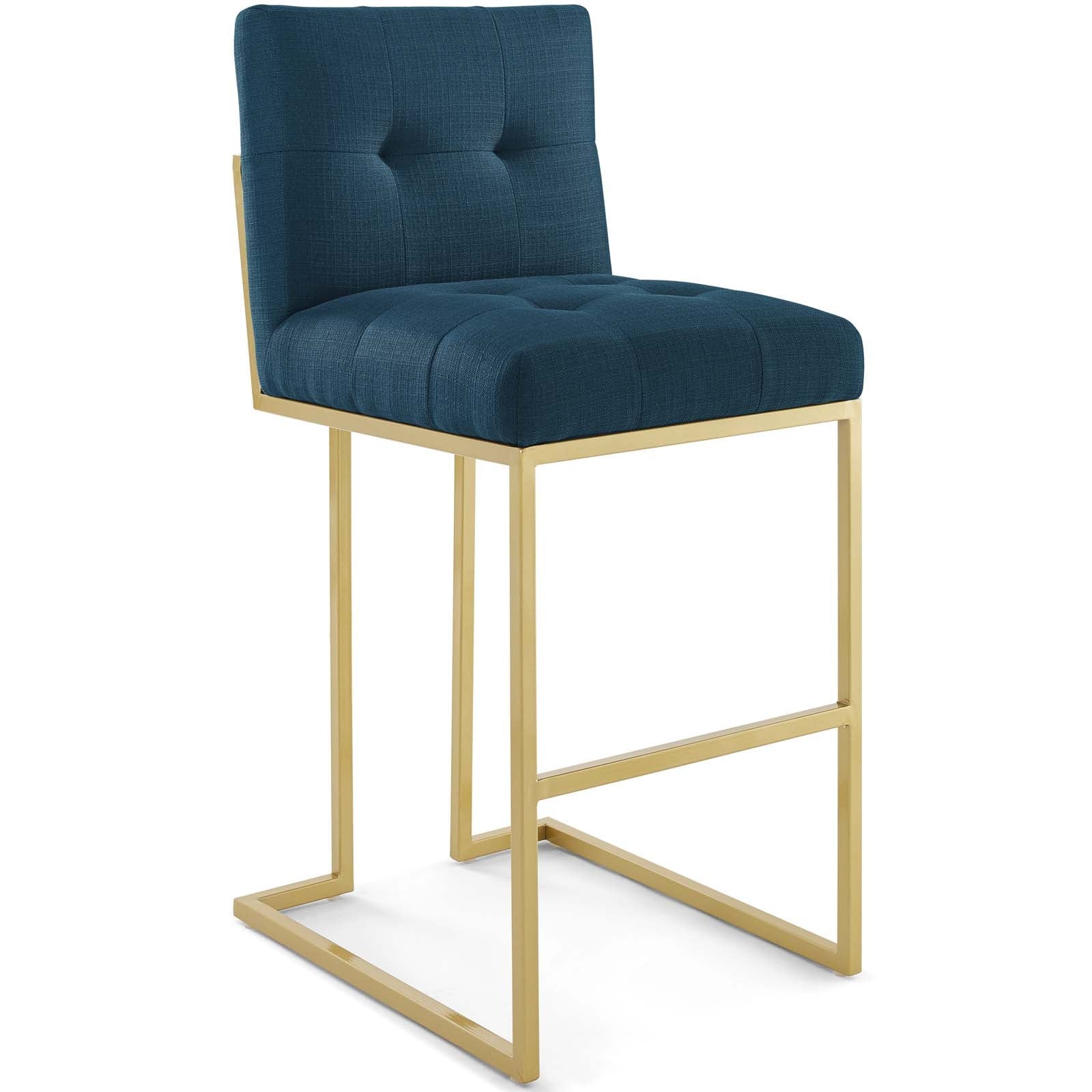 Privy Gold Stainless Steel Steel Upholstered Fabric Bar Stool Set of 2 by Modway