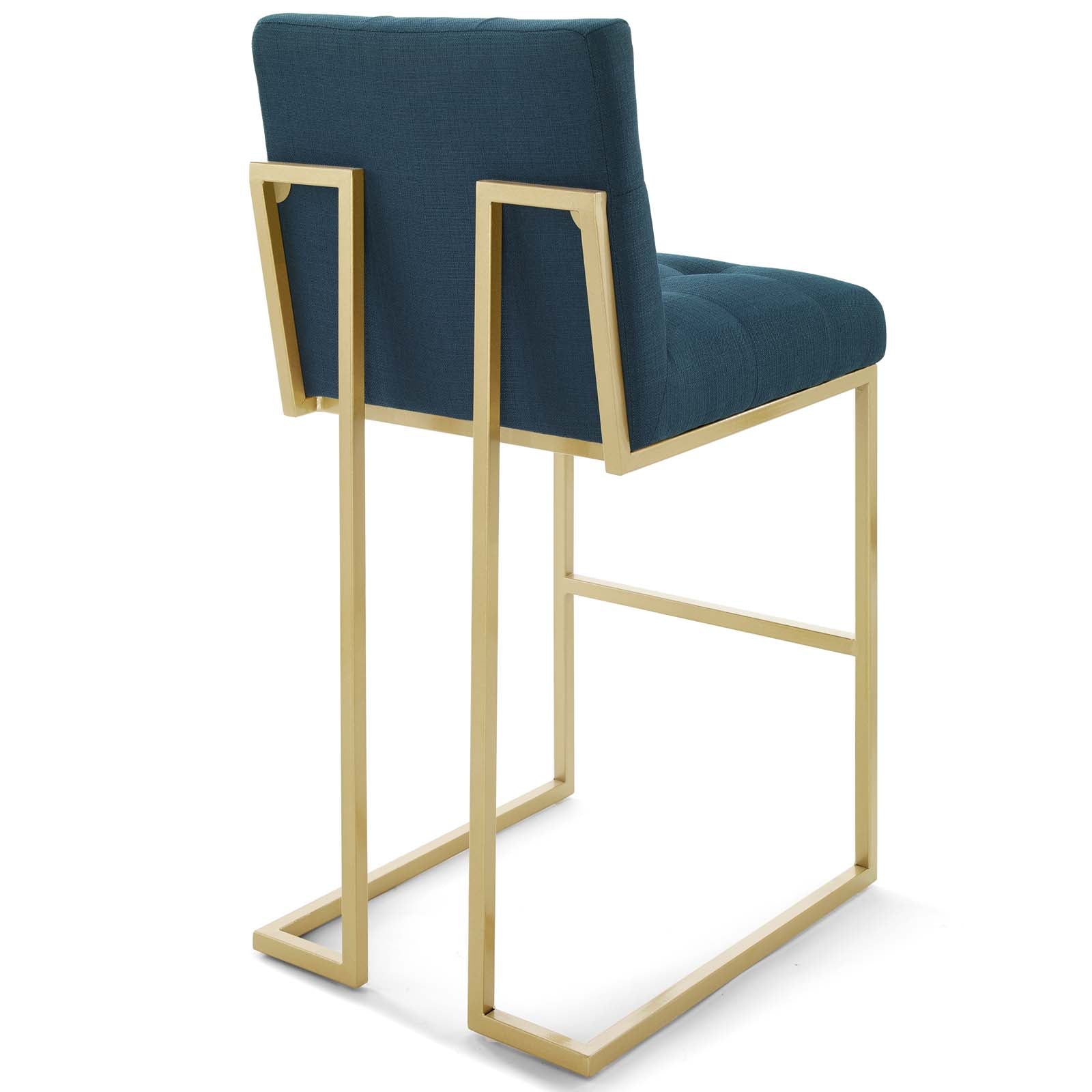 Privy Gold Stainless Steel Steel Upholstered Fabric Bar Stool Set of 2 by Modway