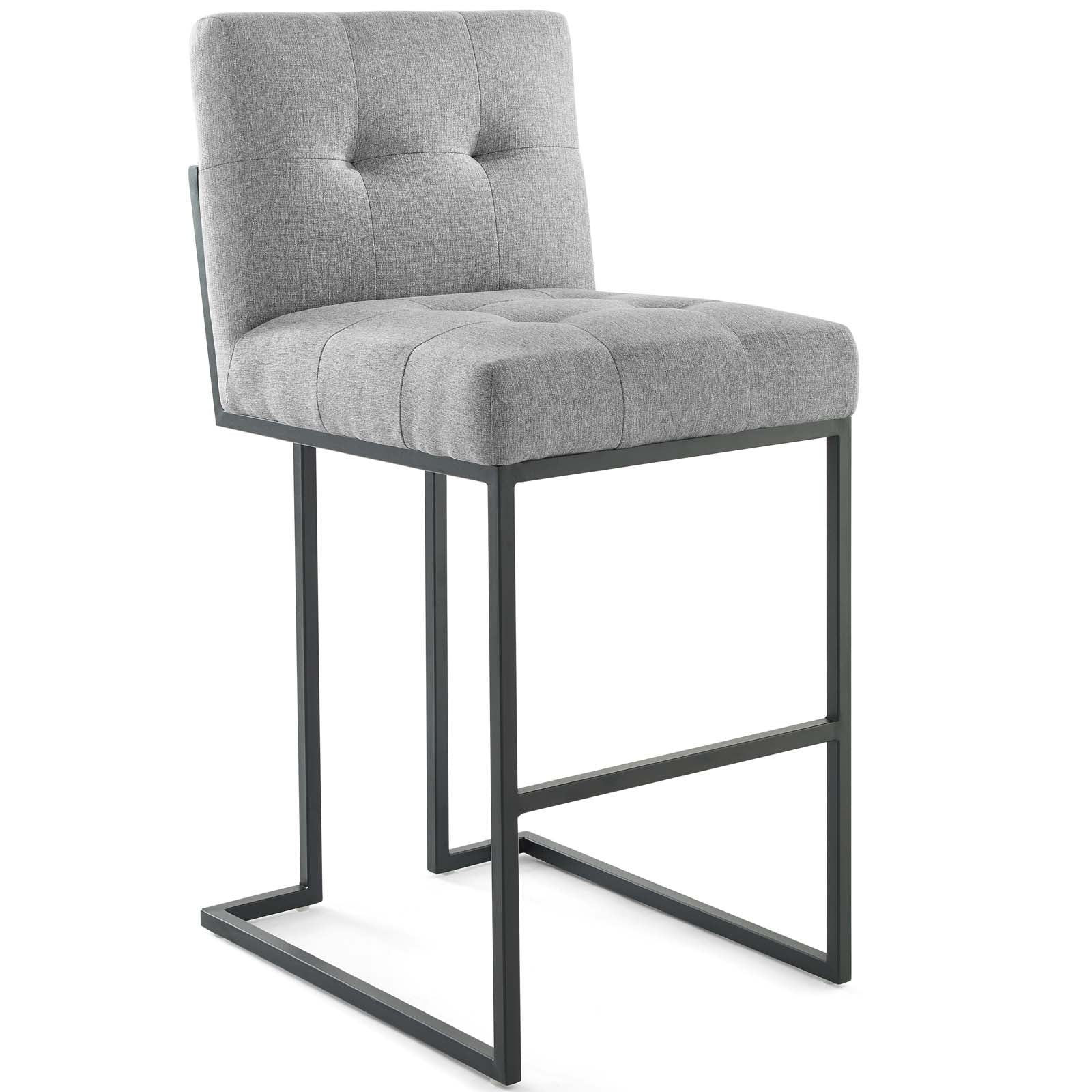 Privy Black Stainless Steel Upholstered Fabric Bar Stool Set of 2 by Modway