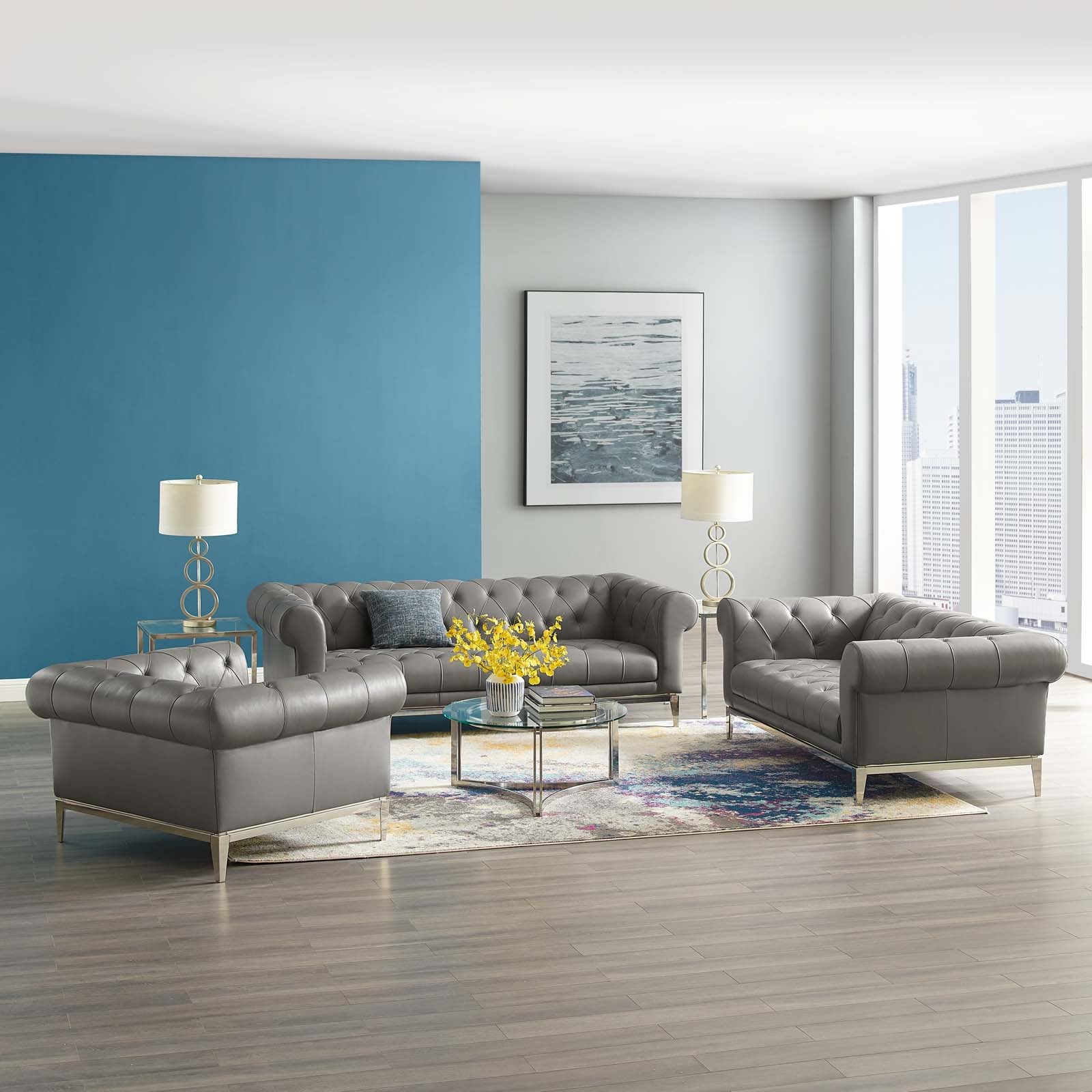 Idyll 3 Piece Upholstered Leather Set by Modway