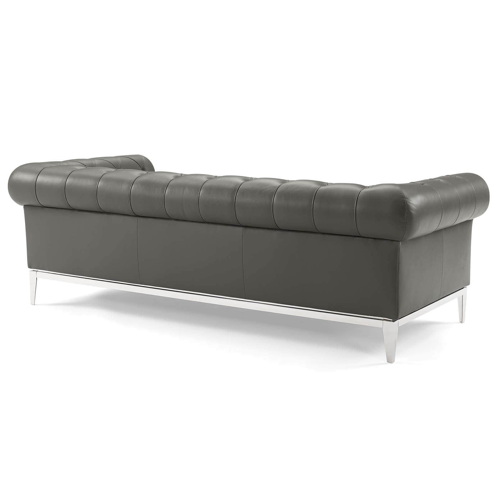Idyll Tufted Upholstered Leather Sofa and Armchair Set by Modway