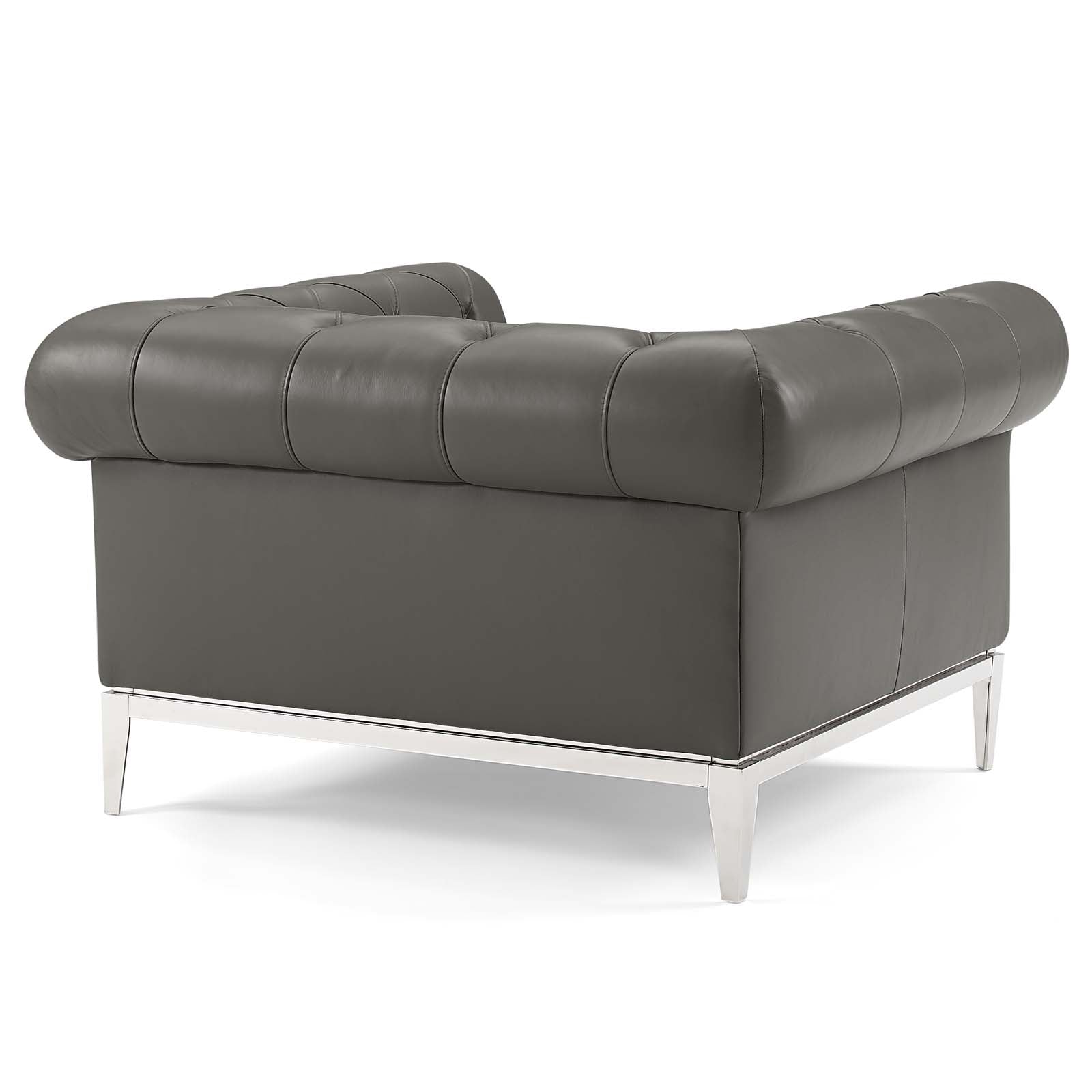 Idyll Tufted Upholstered Leather Sofa and Armchair Set by Modway