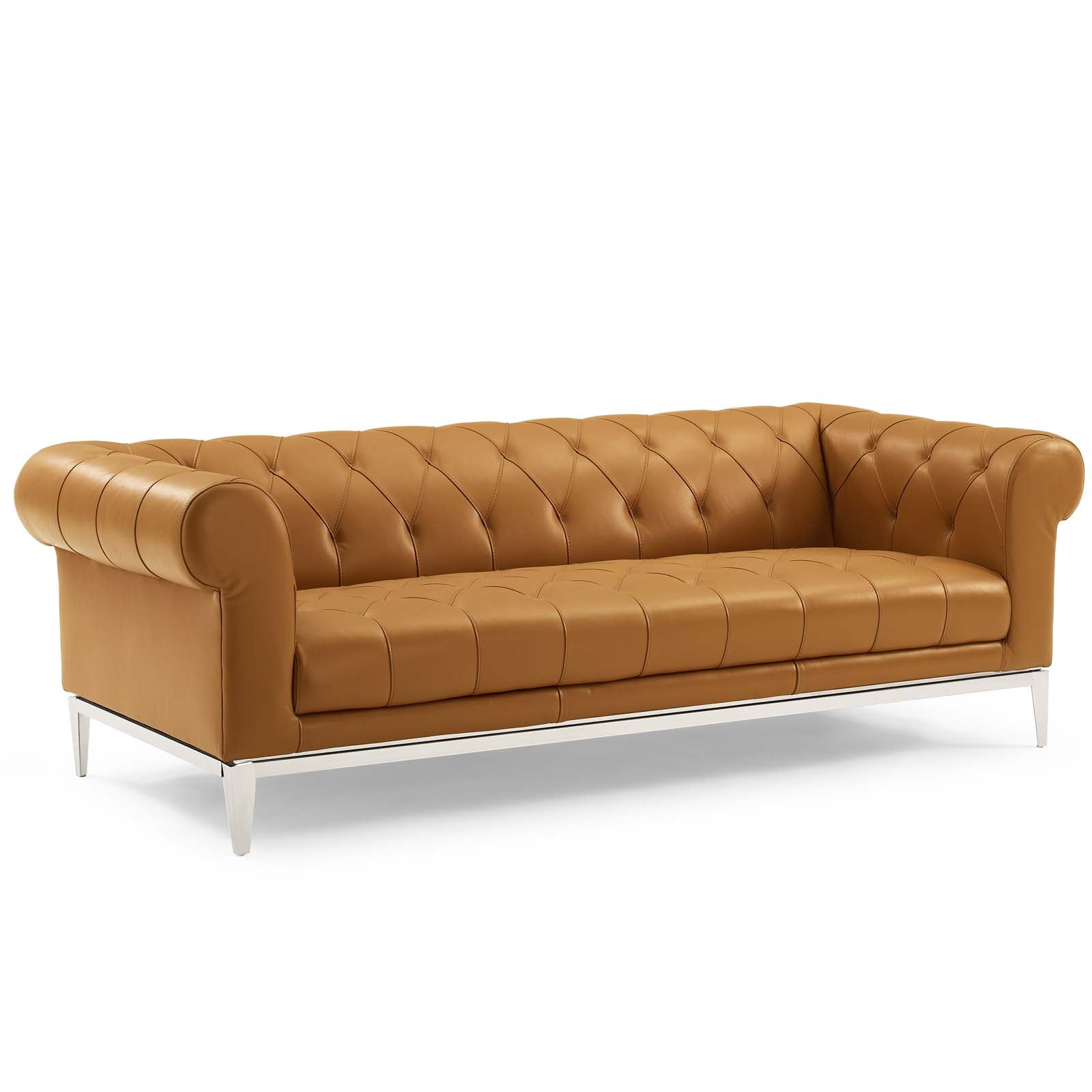 Idyll Tufted Upholstered Leather Sofa and Armchair Set by Modway