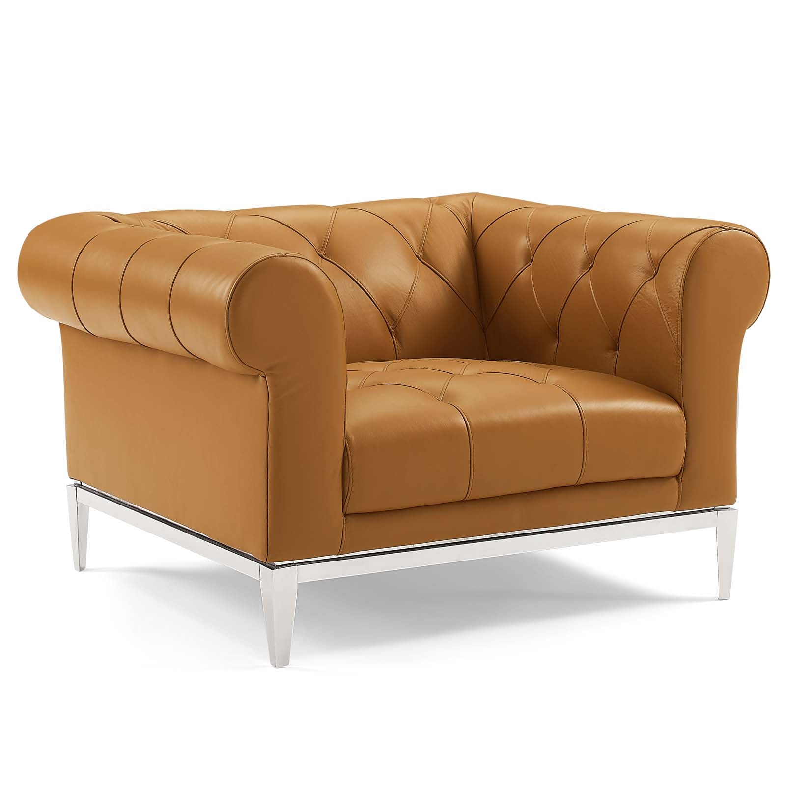 Idyll Tufted Upholstered Leather Sofa and Armchair Set by Modway