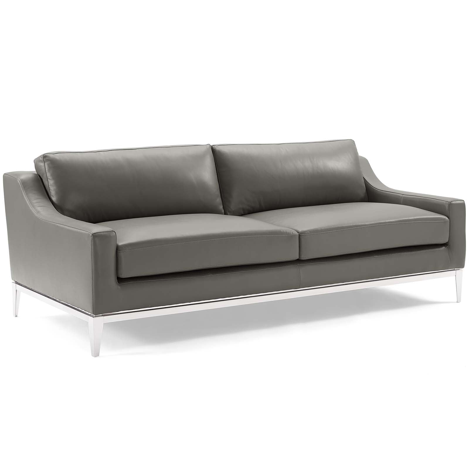 Harness Stainless Steel Base Leather Sofa & Armchair Set by Modway