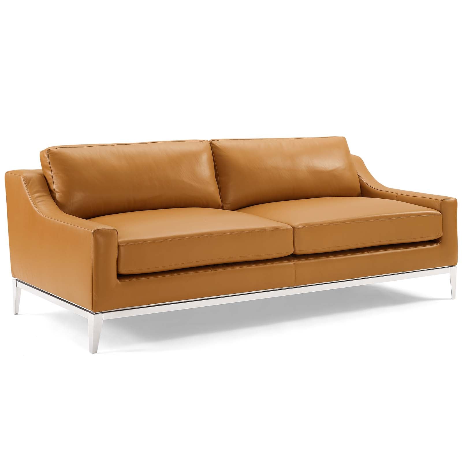 Harness Stainless Steel Base Leather Sofa & Armchair Set by Modway