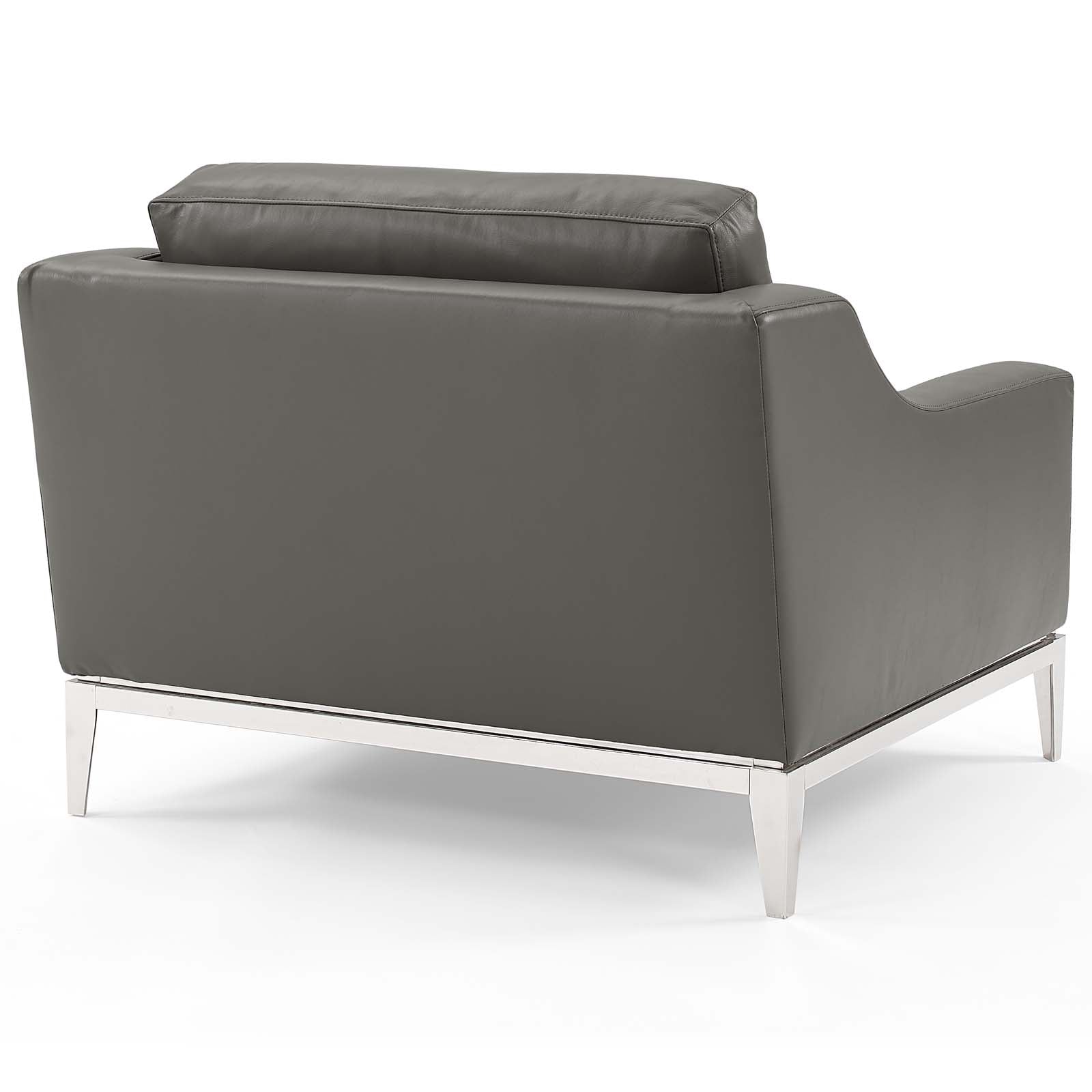 Harness Stainless Steel Base Leather Armchair Set of 2 by Modway