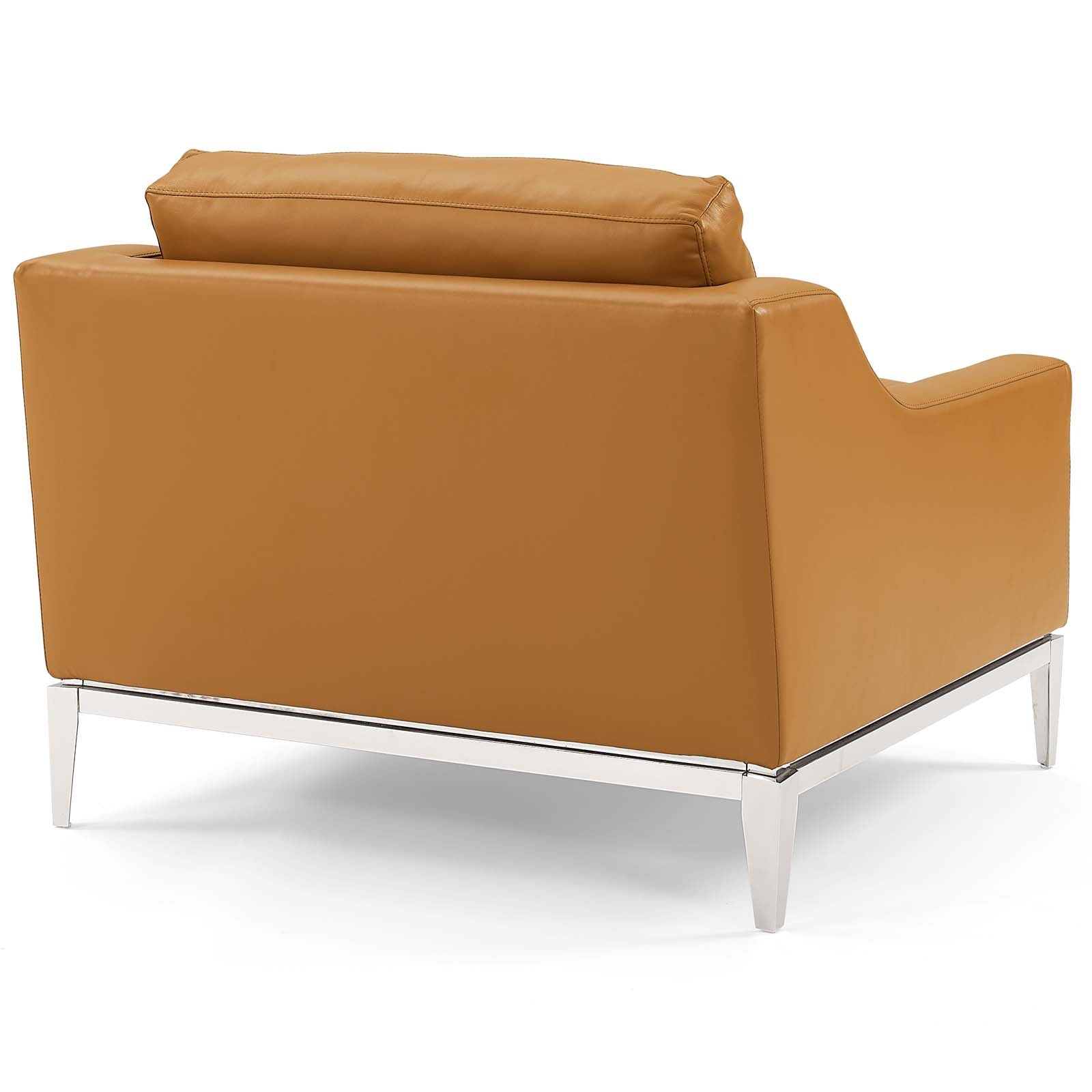 Harness Stainless Steel Base Leather Armchair Set of 2 by Modway