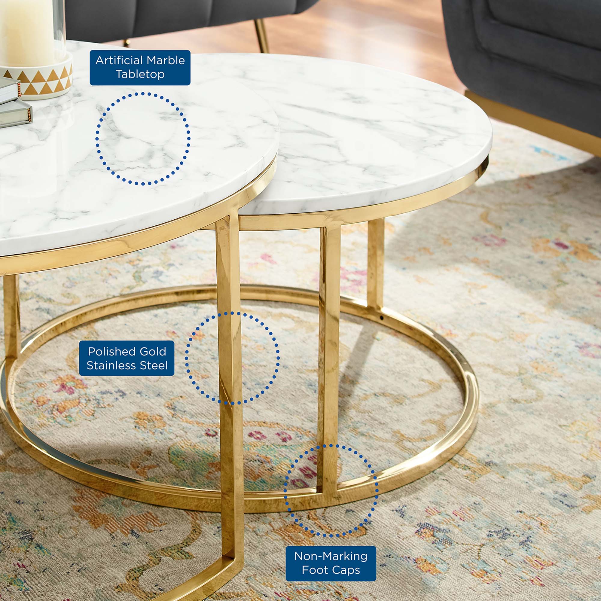 Ravenna Artificial Marble Nesting Coffee Table by Modway