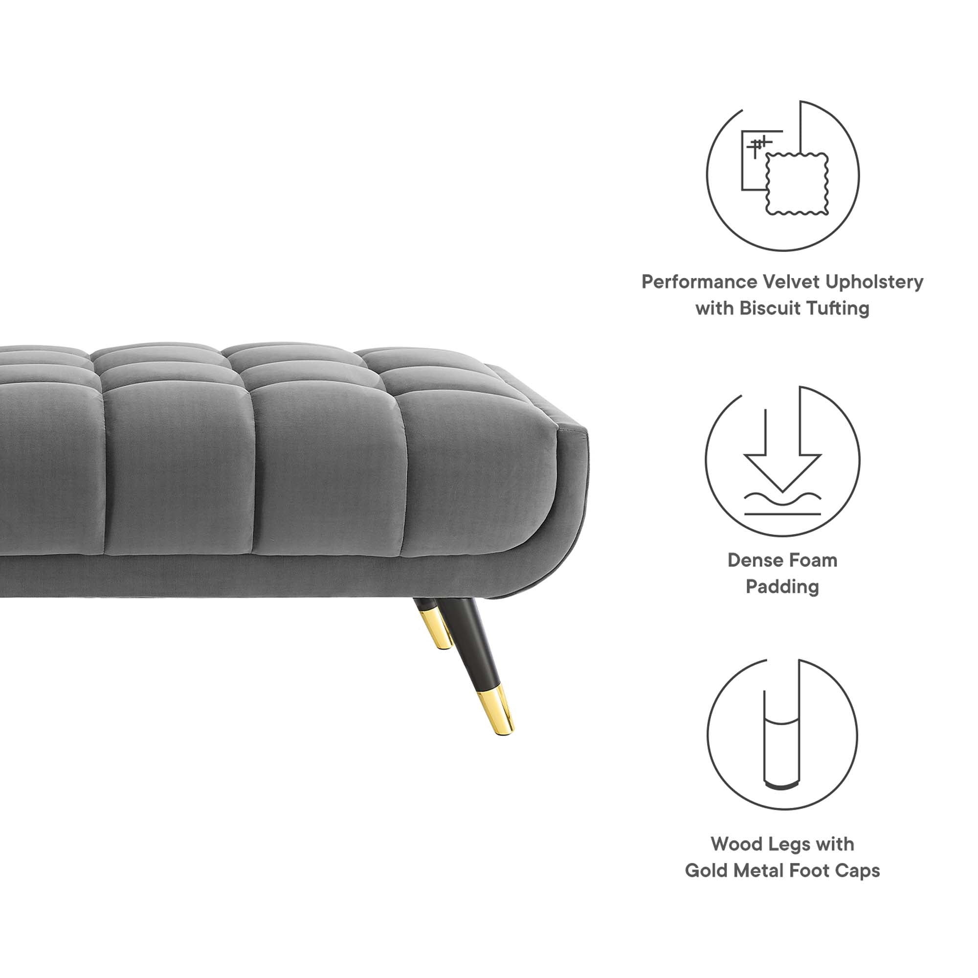 Adept 60" Performance Velvet Bench by Modway