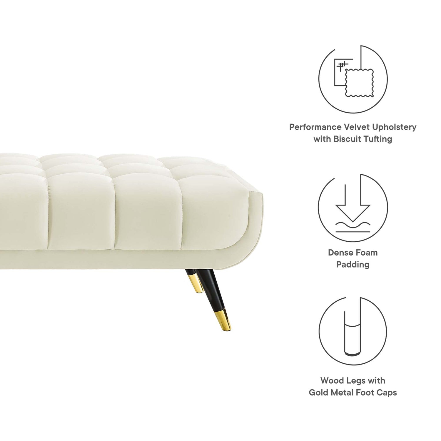 Adept 60" Performance Velvet Bench by Modway