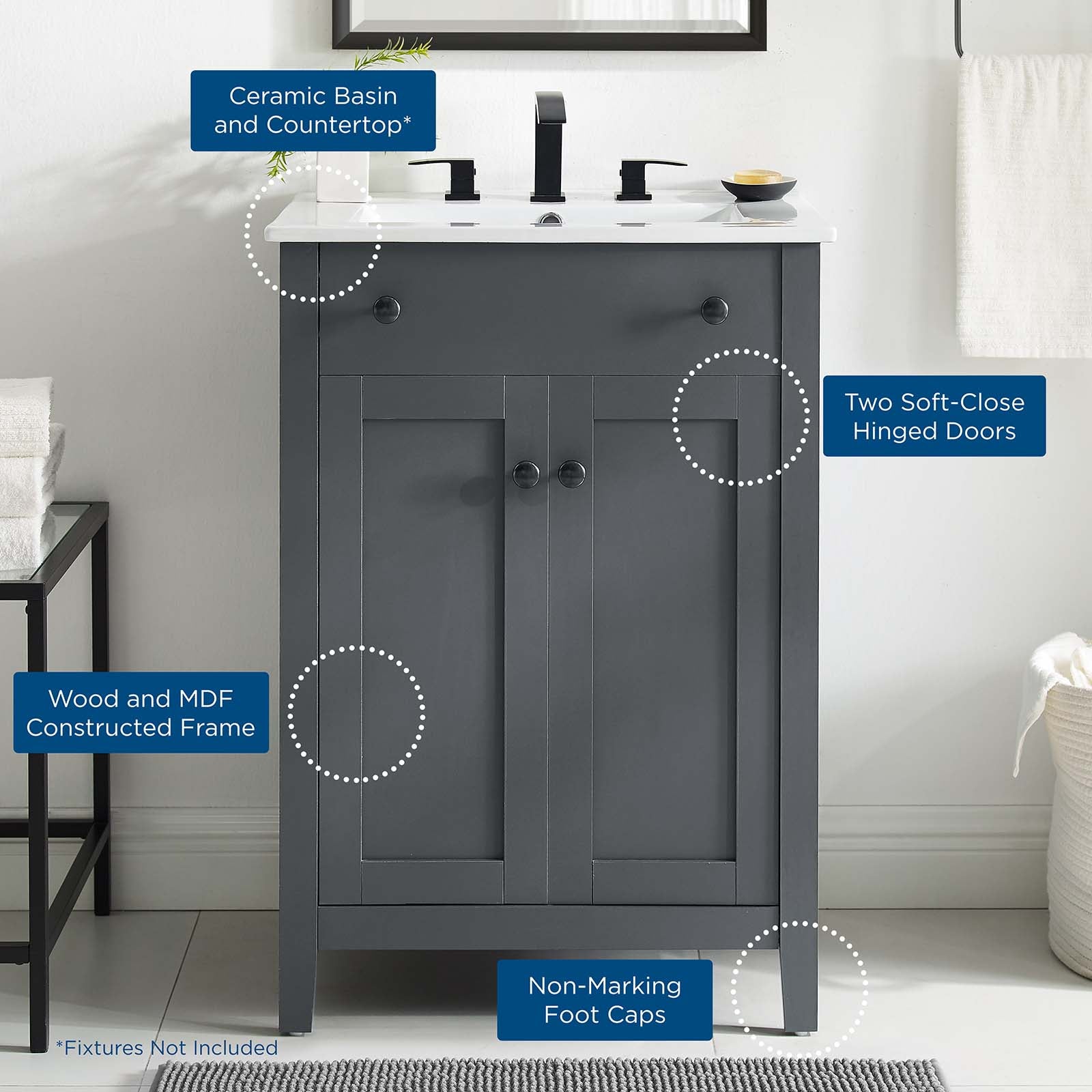 Nantucket Bathroom Vanity Basin Included by Modway