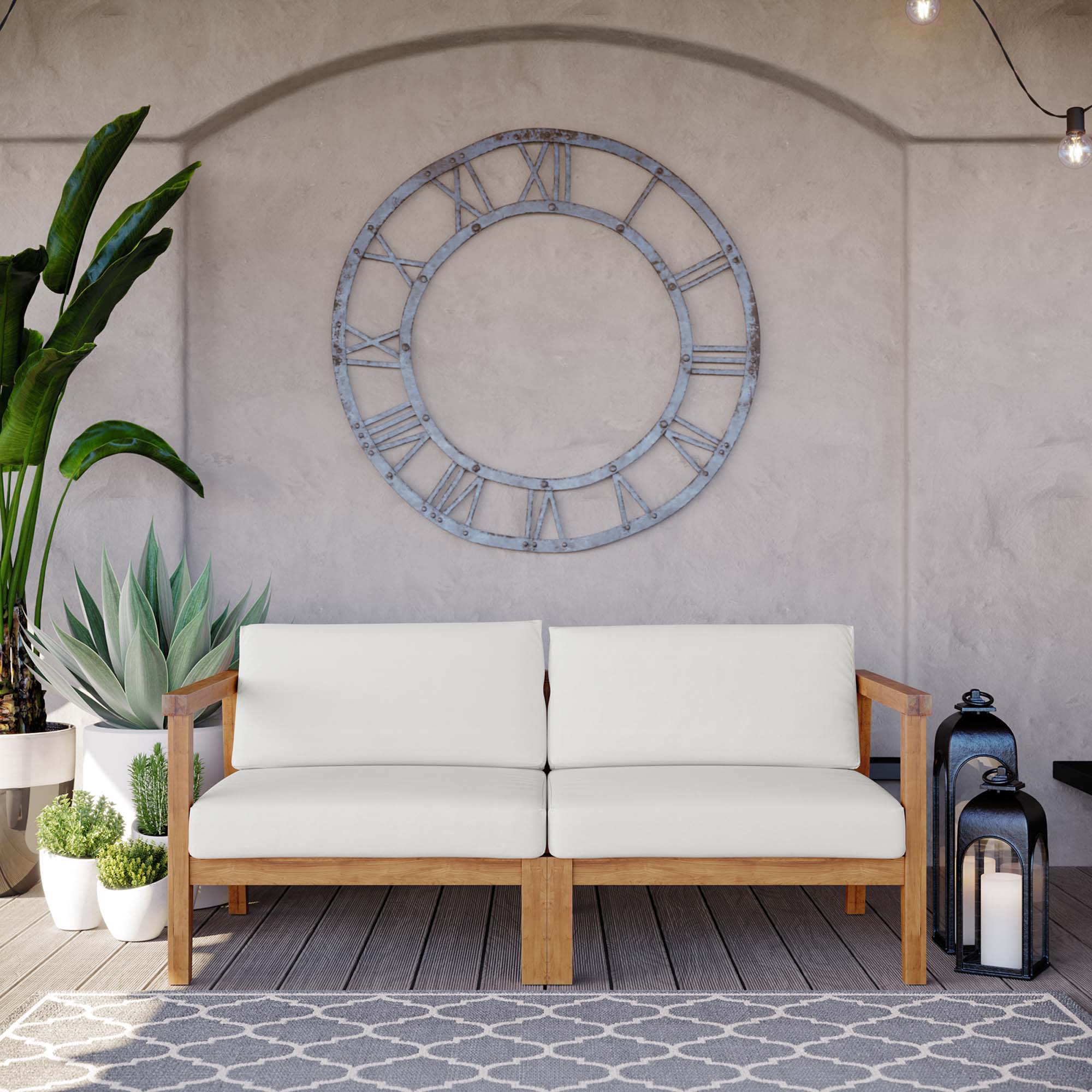 Bayport Outdoor Patio Teak Wood 2-Seater Loveseat by Modway