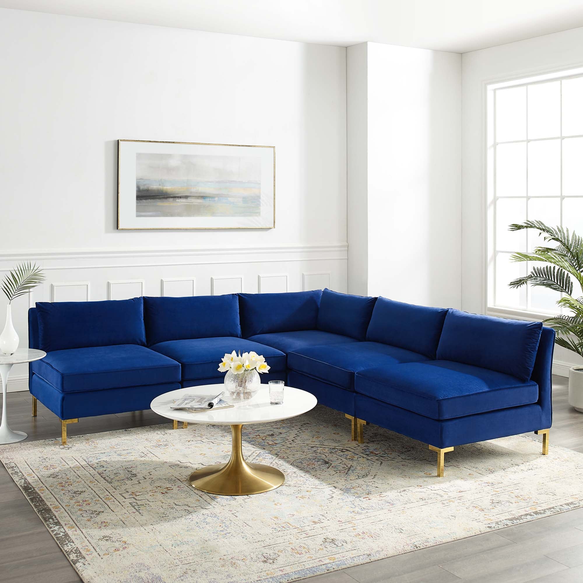 Ardent 5-Piece Performance Velvet Sectional Sofa by Modway