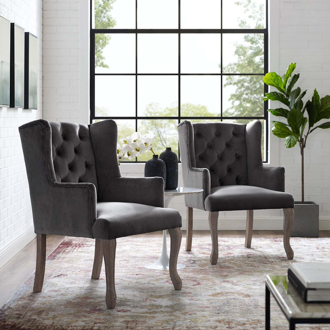 Realm Armchair Performance Velvet Set of 2 by Modway