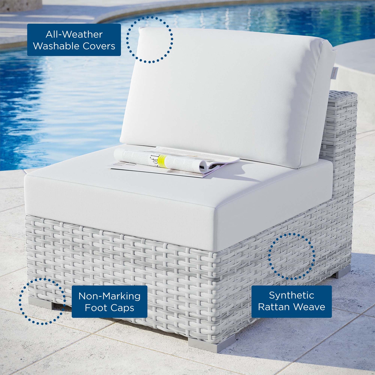 Convene Outdoor Patio Armless Chair by Modway
