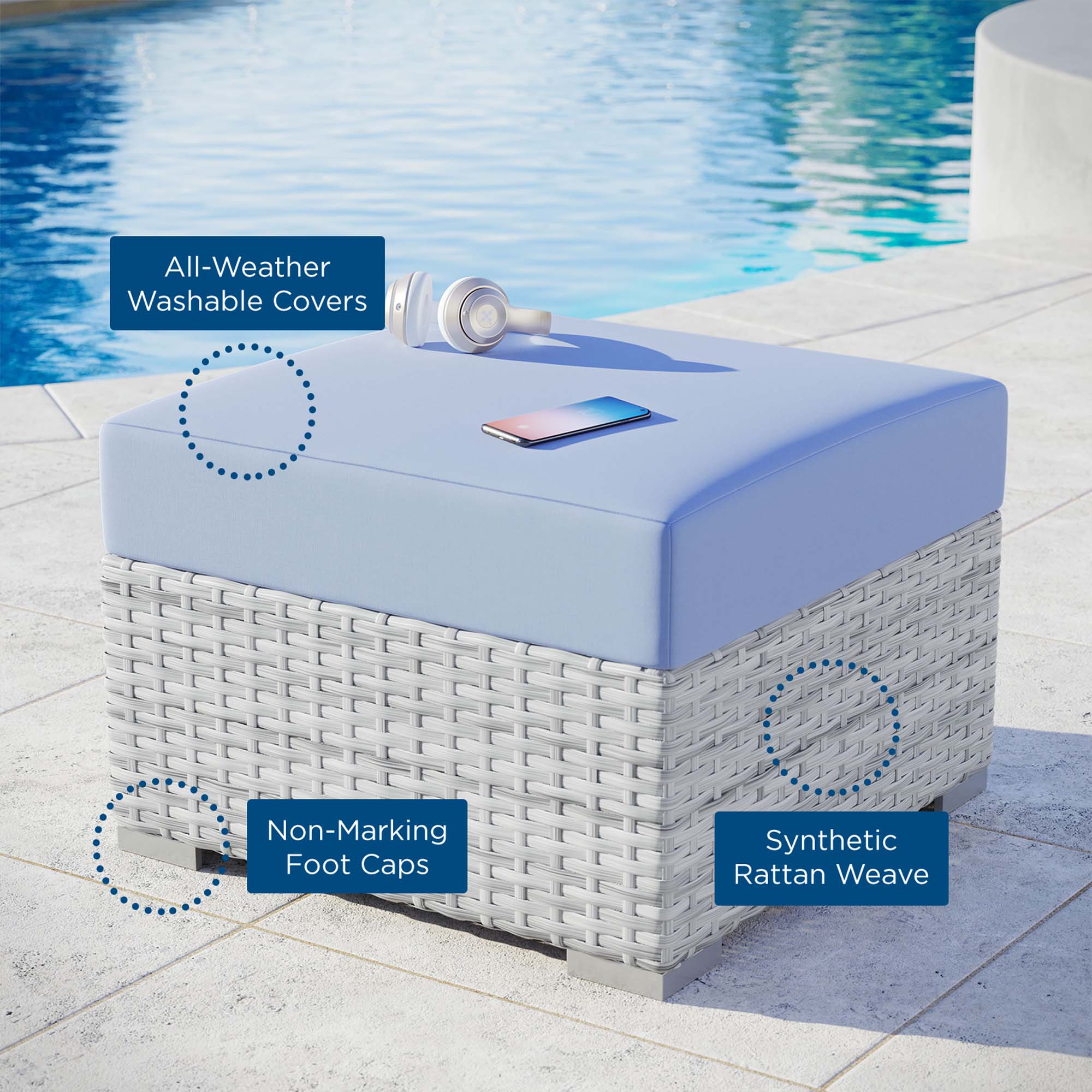 Convene Outdoor Patio Ottoman by Modway