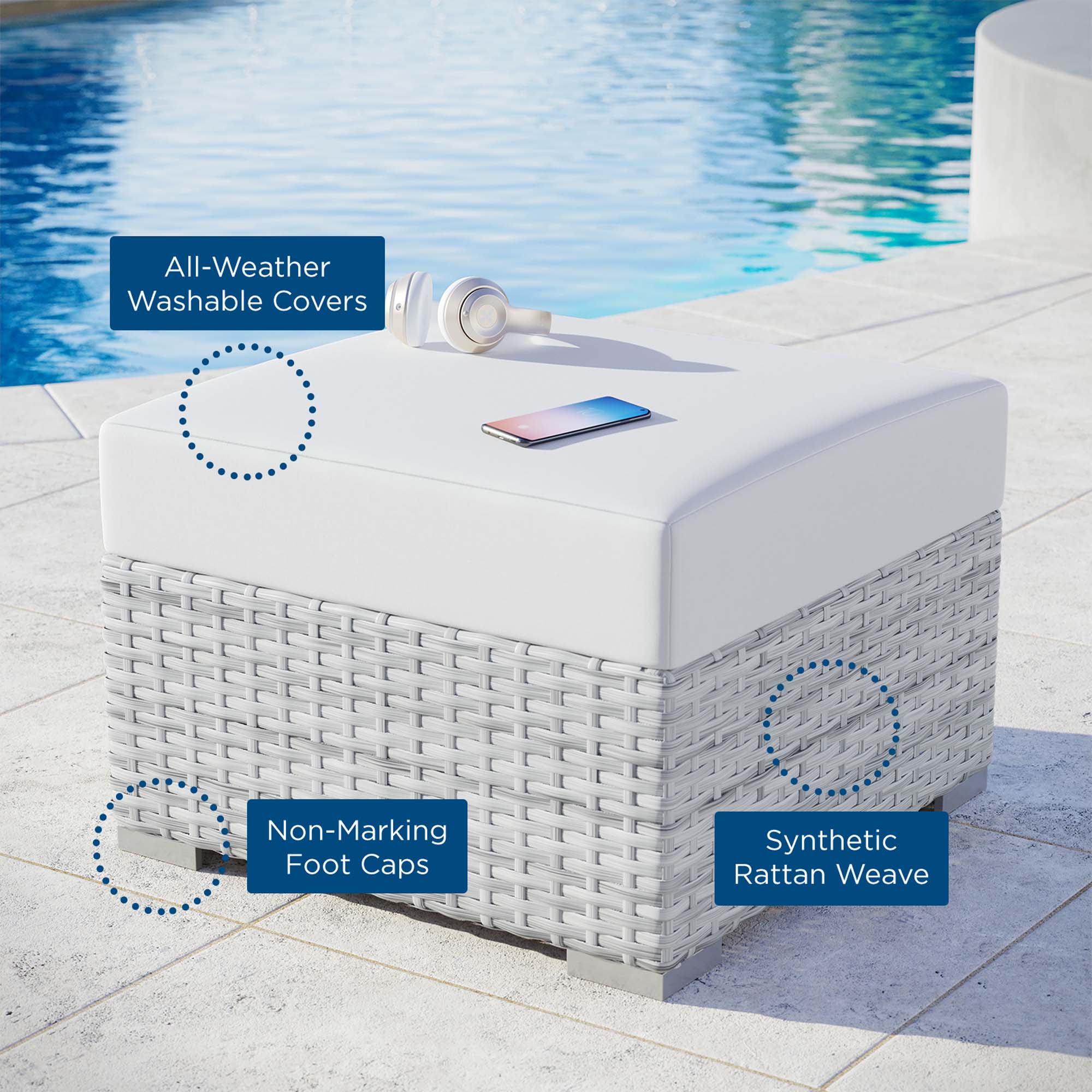 Convene Outdoor Patio Ottoman by Modway