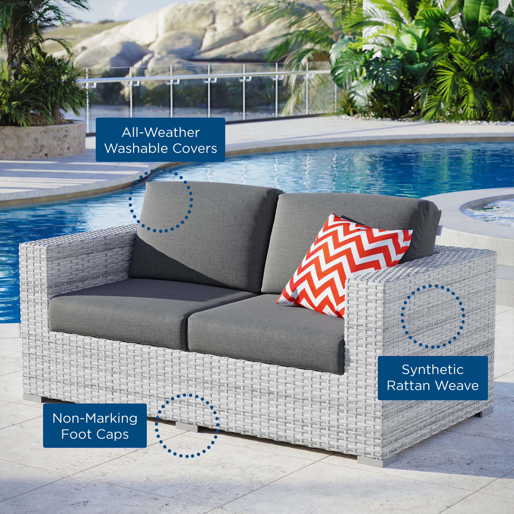 Convene Outdoor Patio Loveseat by Modway