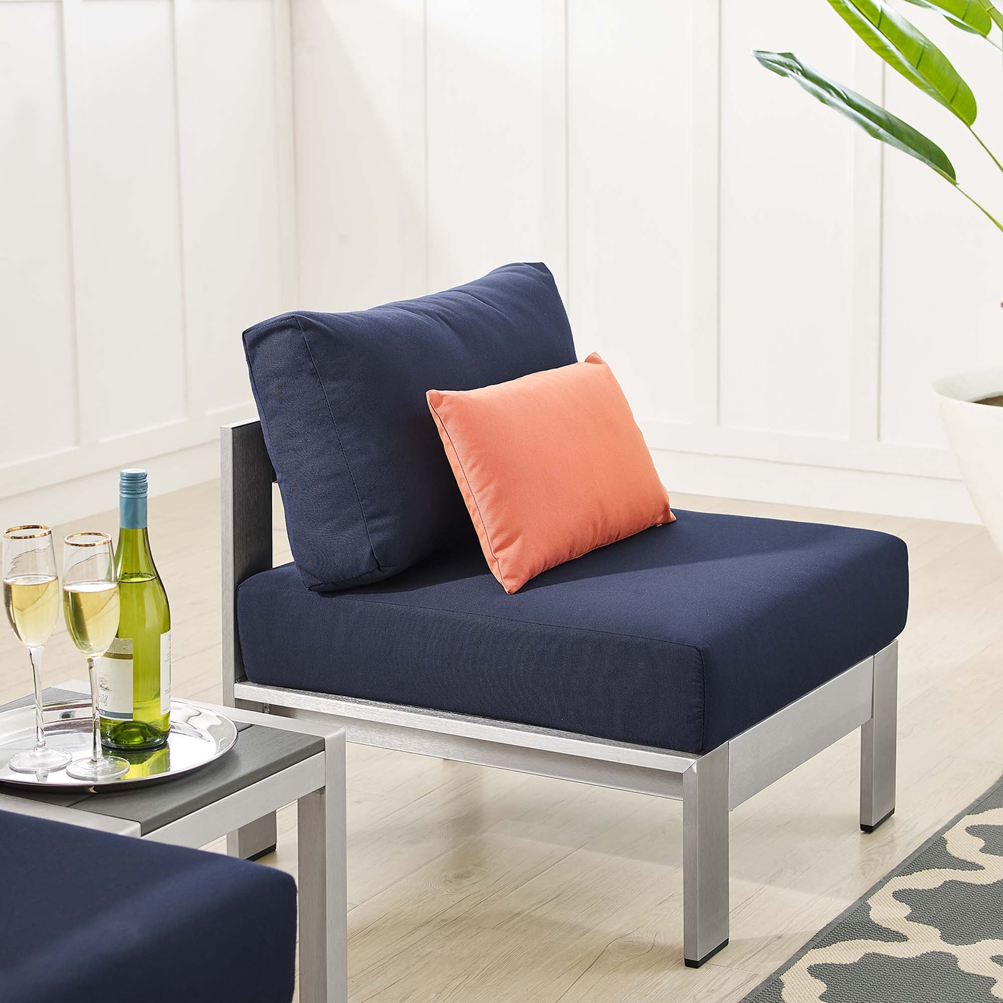 Shore Sunbrella® Fabric Outdoor Patio Aluminum 3 Piece Set by Modway