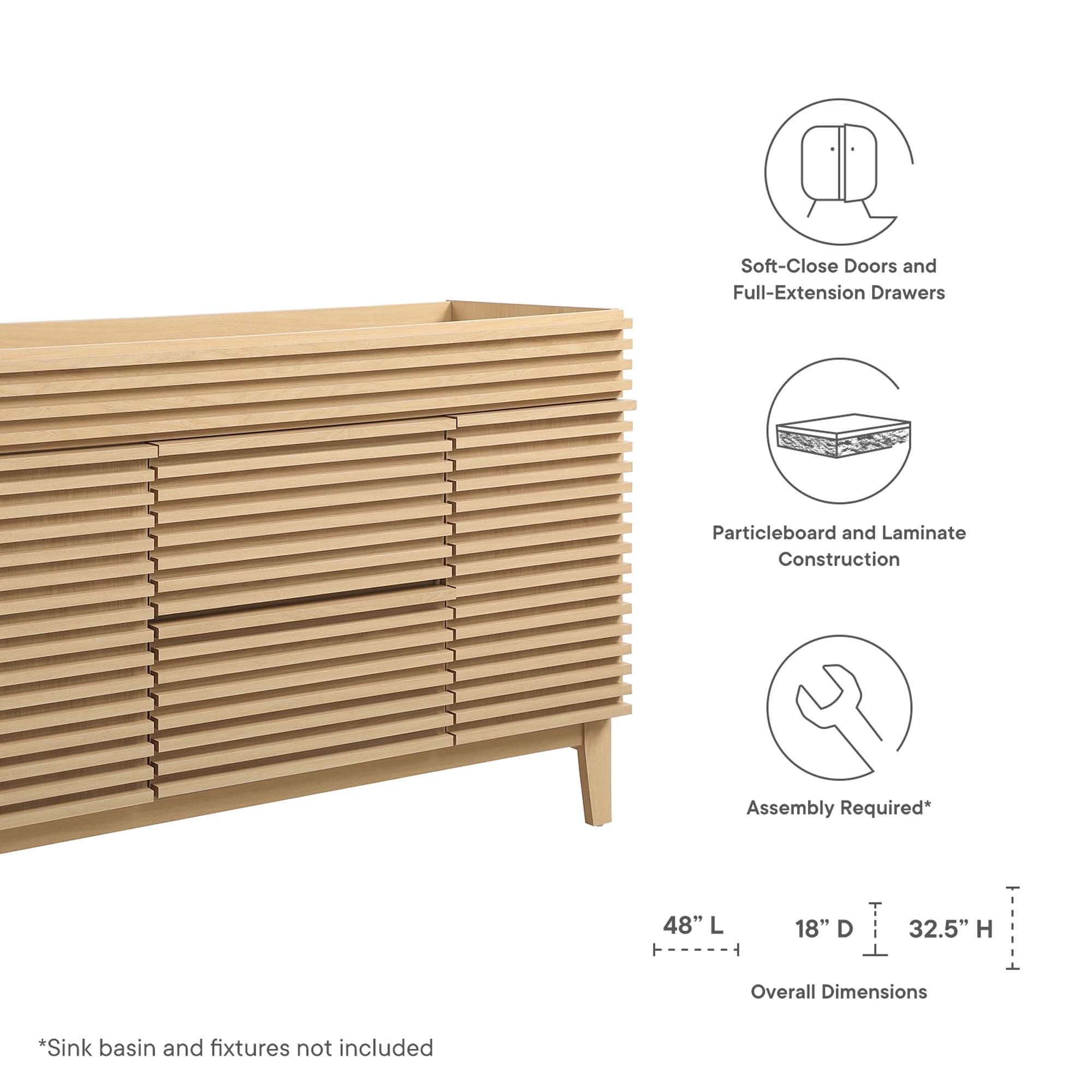 Render 48" Bathroom Cabinet Basin Not Included by Modway
