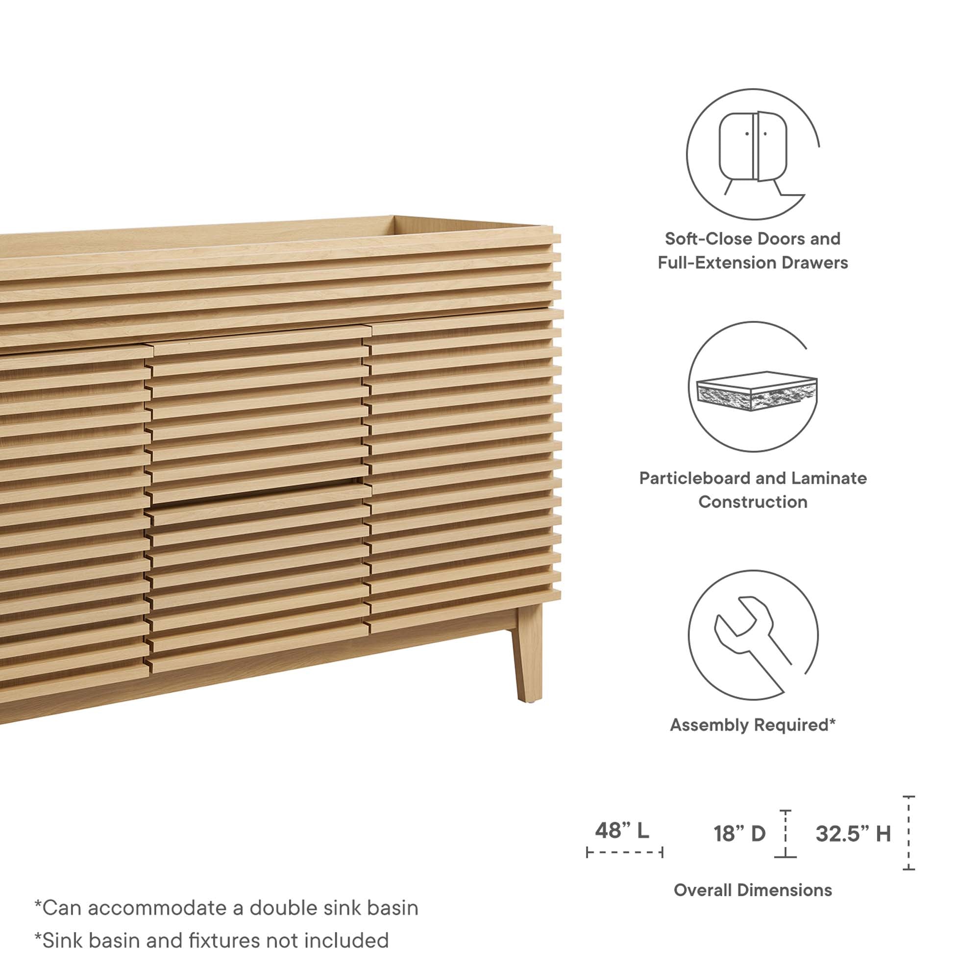Render 48" Bathroom Cabinet Basin Not Included by Modway