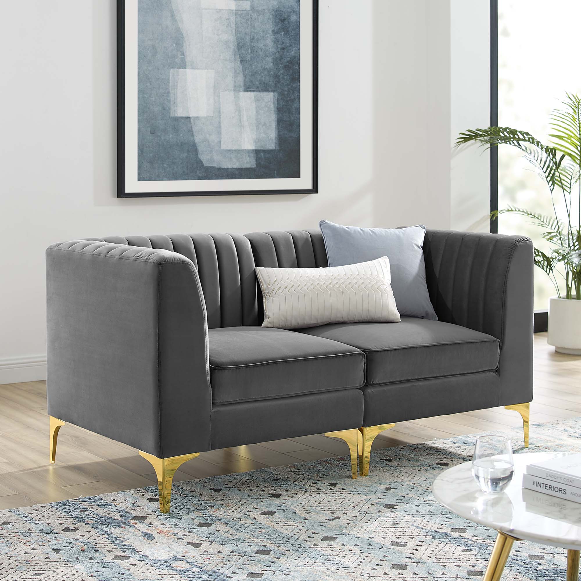 Triumph Channel Tufted Performance Velvet Loveseat by Modway