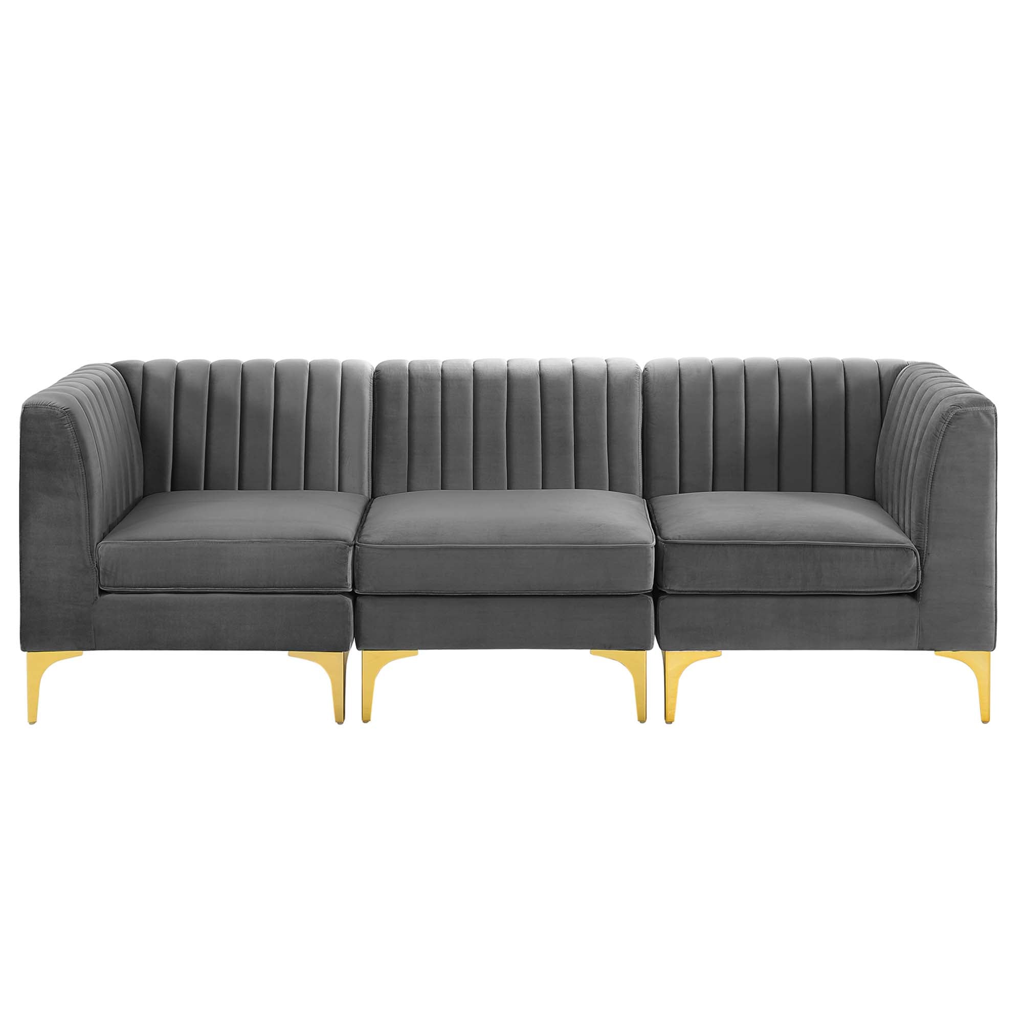 Triumph Channel Tufted Performance Velvet 3-Seater Sofa by Modway