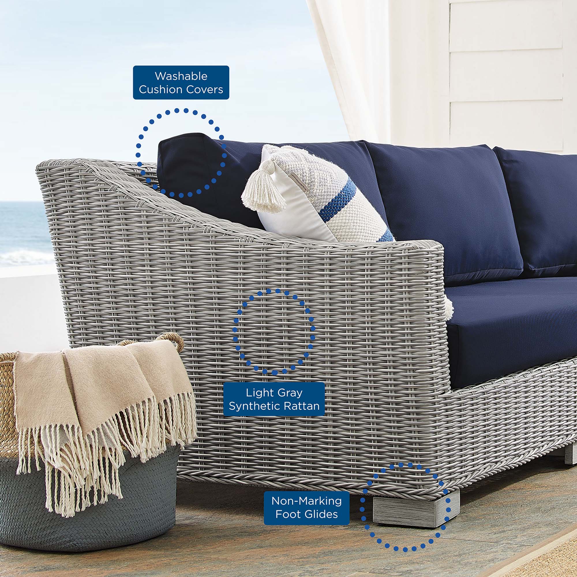Conway Sunbrella® Outdoor Patio Wicker Rattan 4-Piece Furniture Set by Modway
