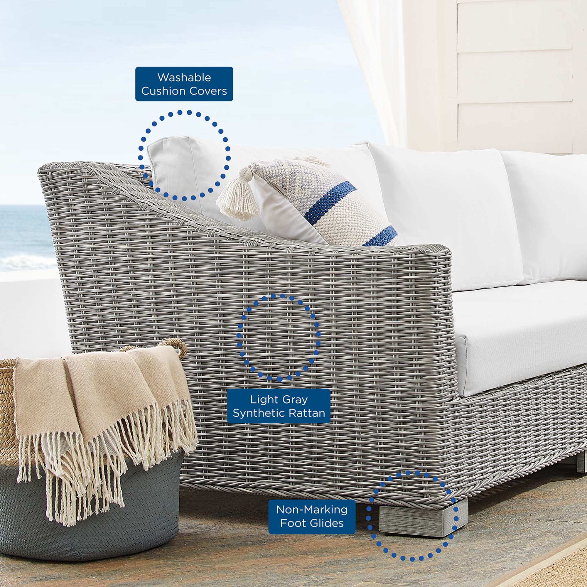Conway Sunbrella® Outdoor Patio Wicker Rattan 4-Piece Furniture Set by Modway