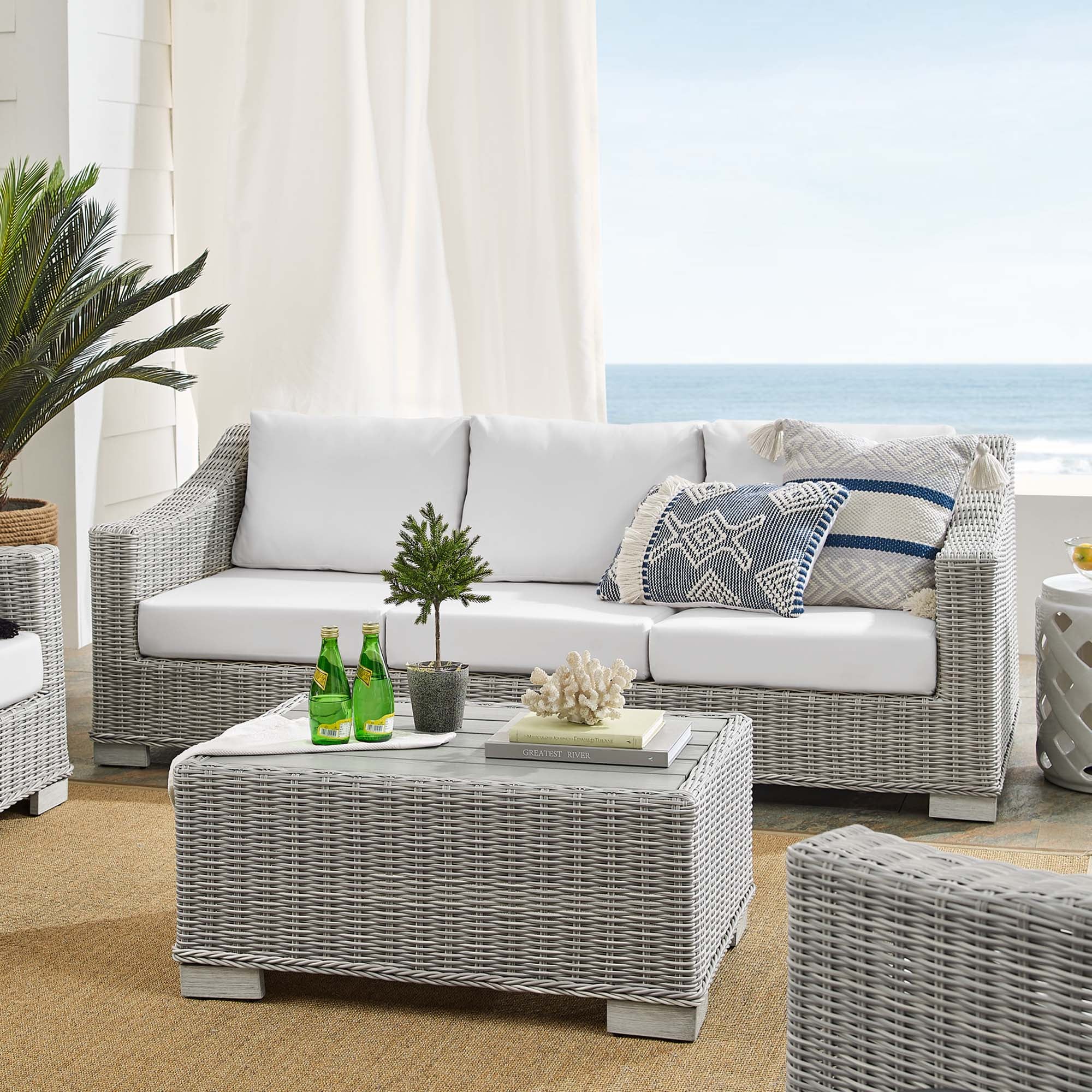 Conway Sunbrella® Outdoor Patio Wicker Rattan 4-Piece Furniture Set by Modway