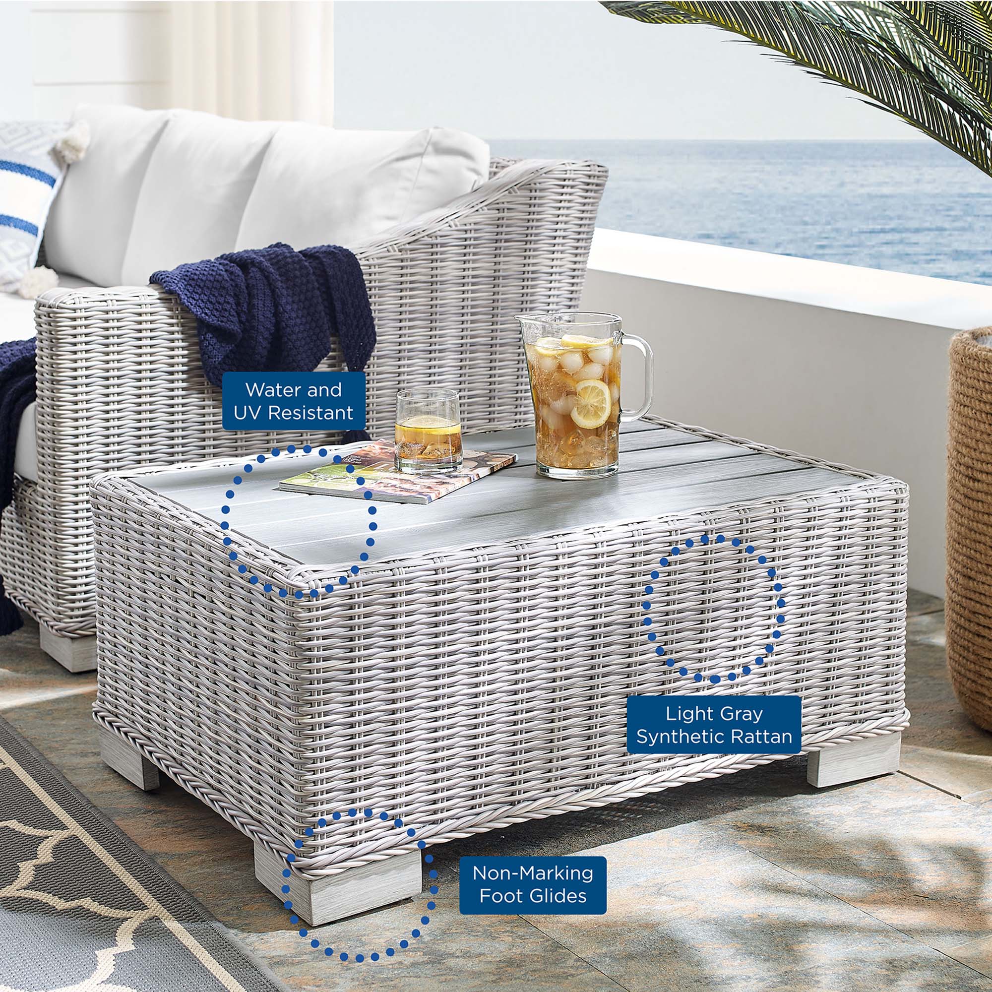 Conway 5-Piece Sunbrella® Outdoor Patio Wicker Rattan Furniture Set by Modway
