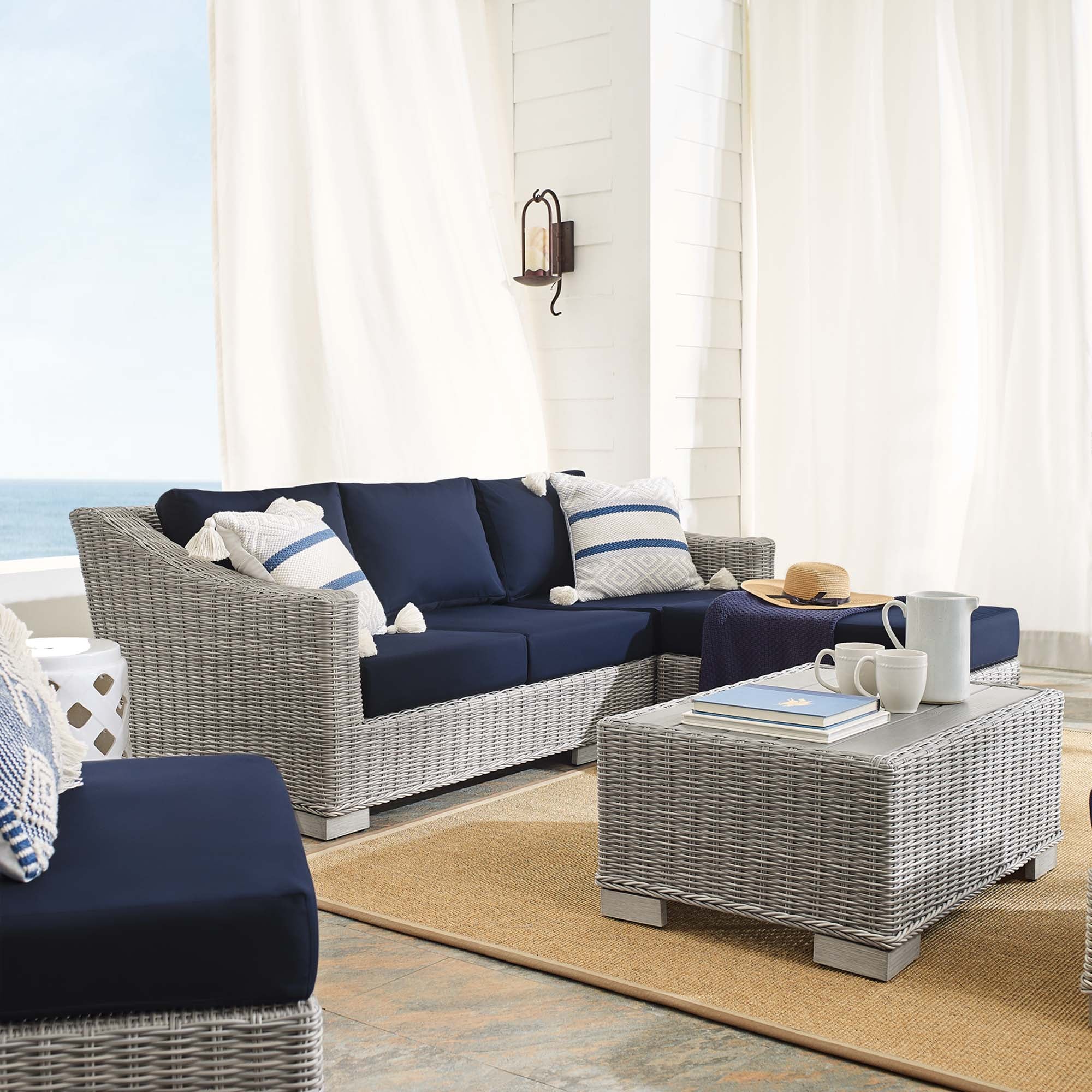 Conway 5-Piece Sunbrella® Outdoor Patio Wicker Rattan Furniture Set by Modway