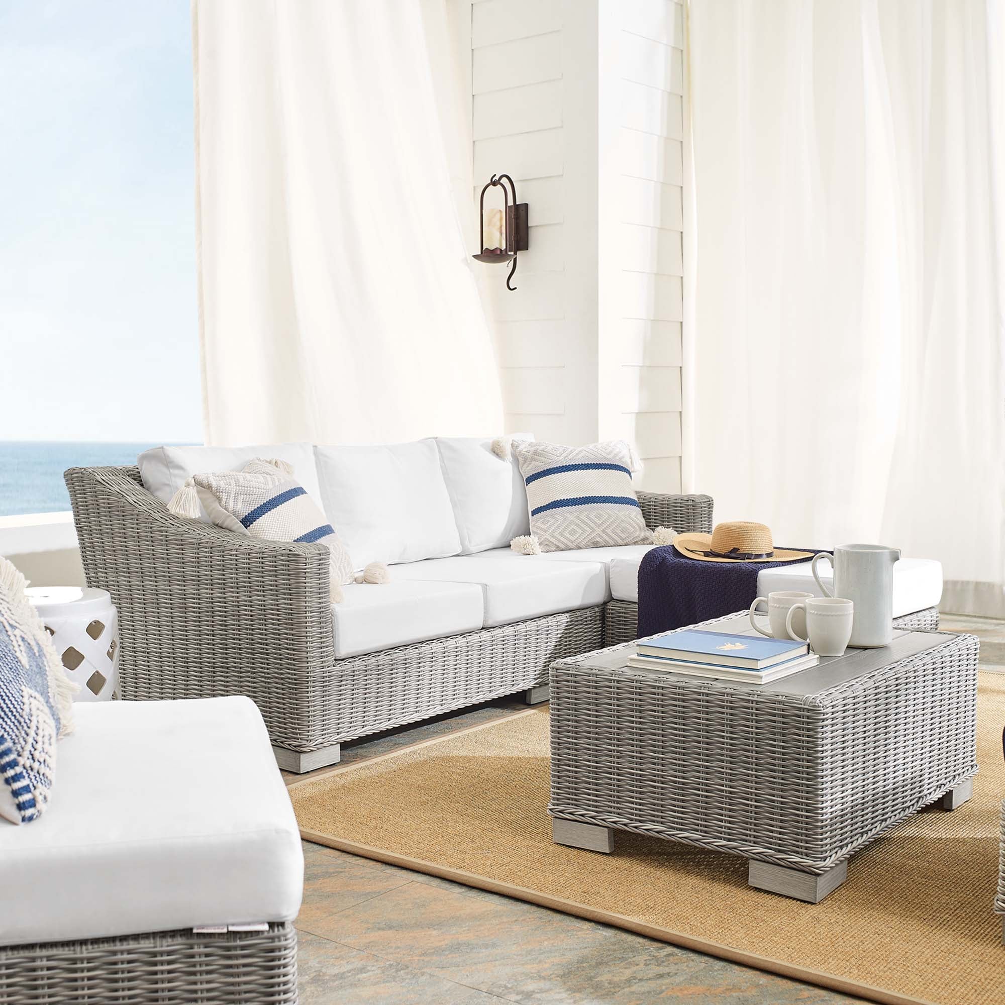 Conway 5-Piece Sunbrella® Outdoor Patio Wicker Rattan Furniture Set by Modway