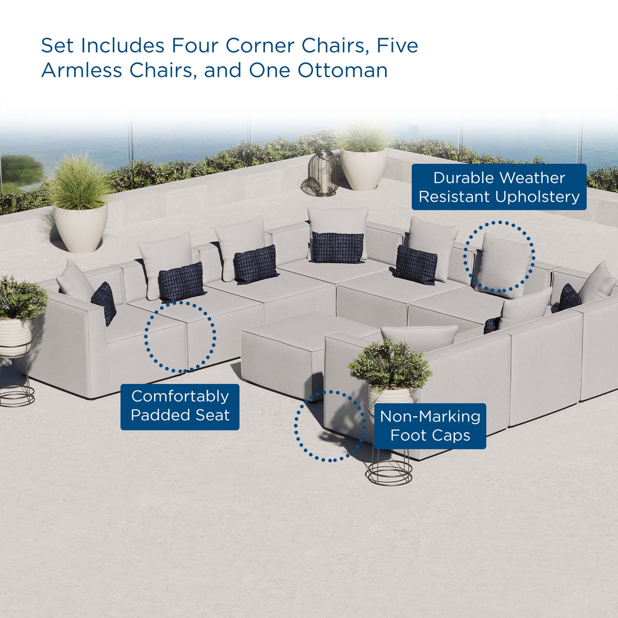 Saybrook Outdoor Patio Upholstered 10-Piece Sectional Sofa by Modway