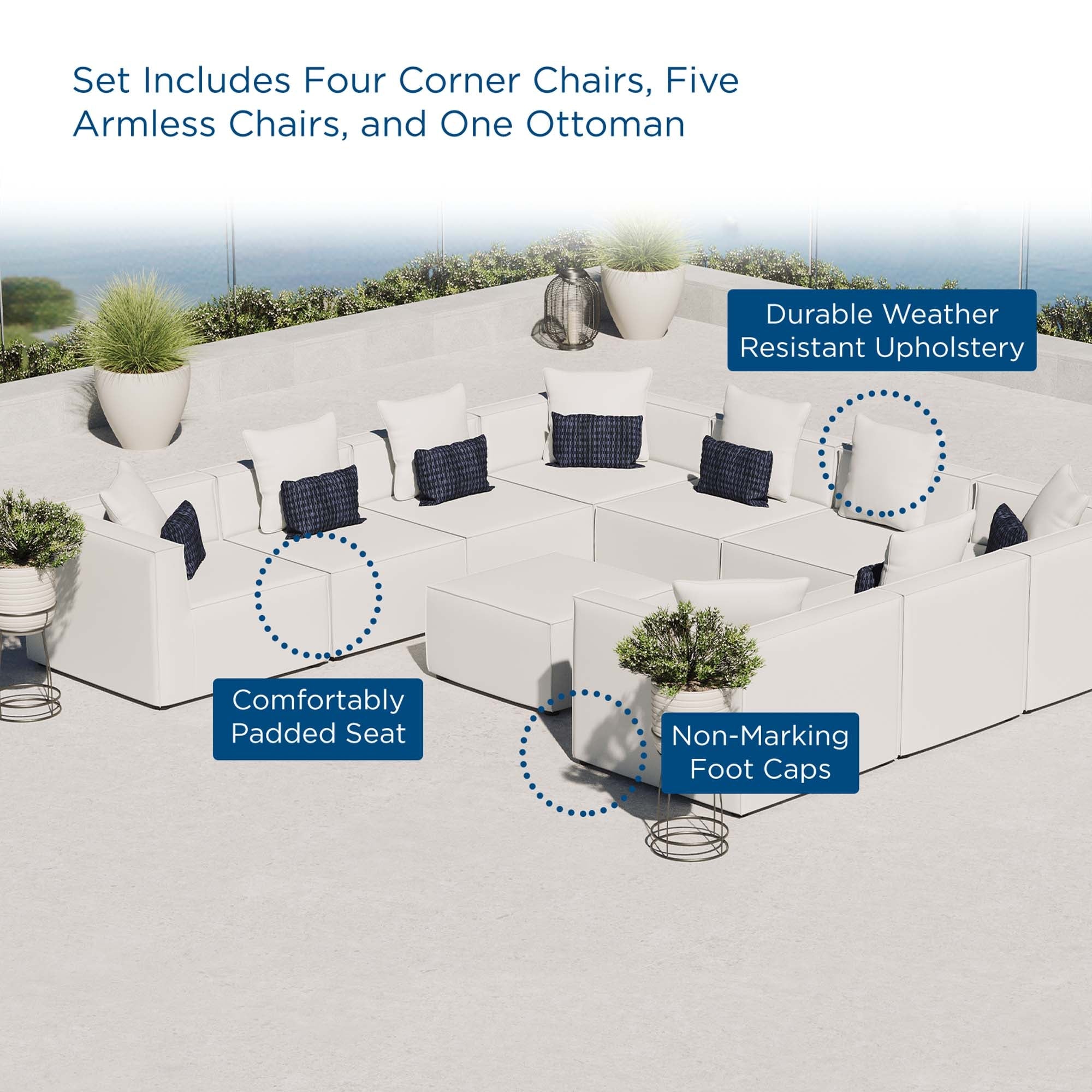 Saybrook Outdoor Patio Upholstered 10-Piece Sectional Sofa by Modway