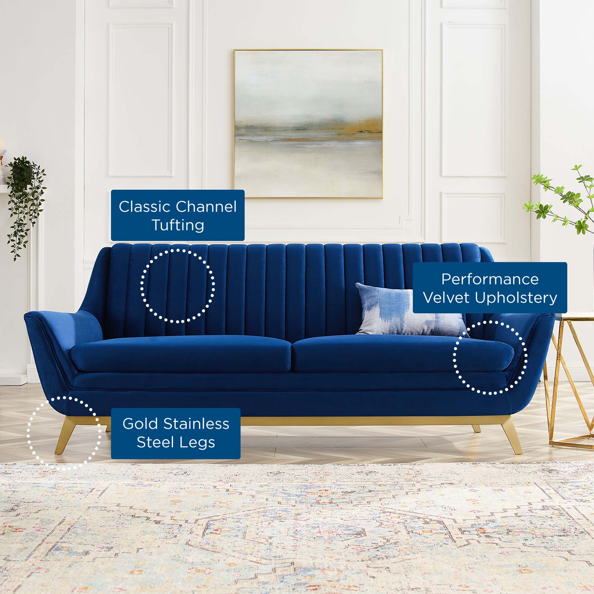 Winsome Channel Tufted Performance Velvet Sofa by Modway