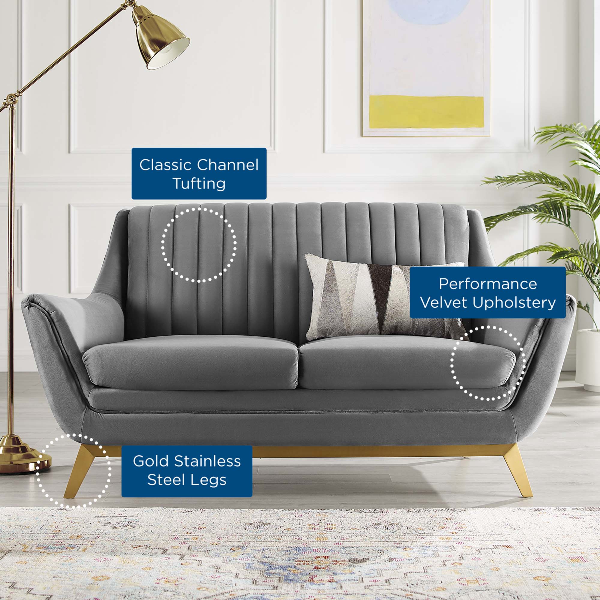 Winsome Channel Tufted Performance Velvet Loveseat by Modway