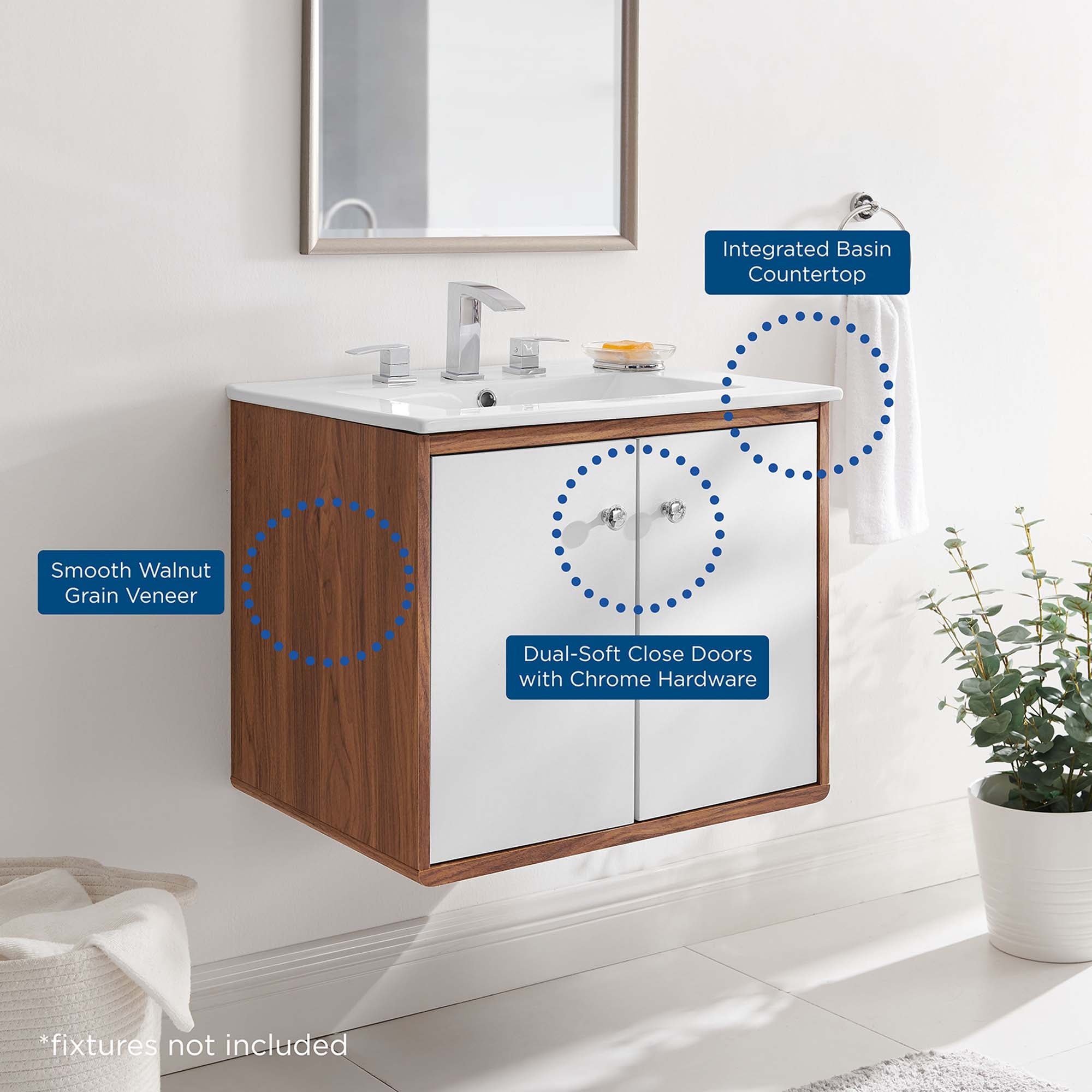 Transmit Wall-Mount Bathroom Vanity Basin Included by Modway