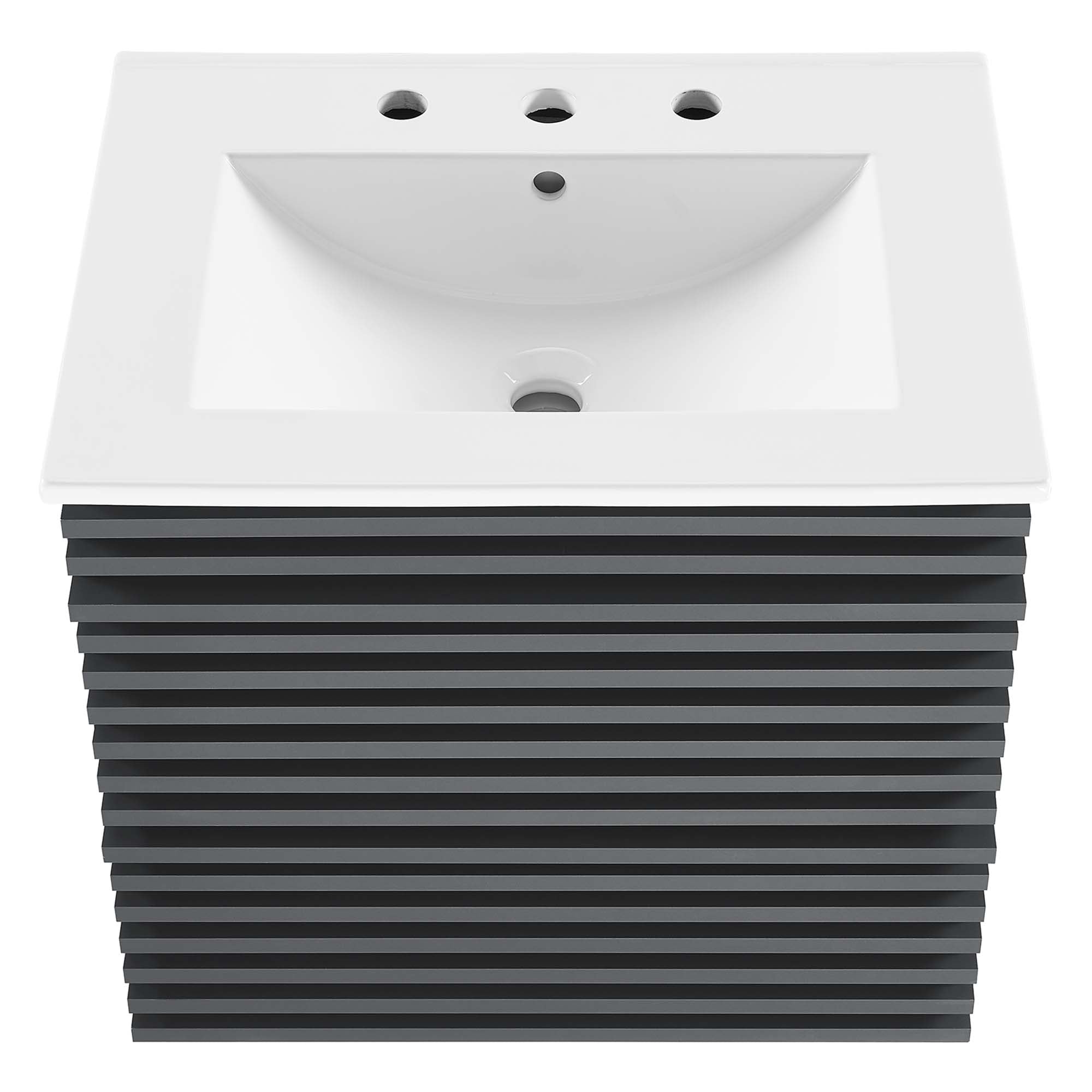 Render Wall-Mount Bathroom Vanity with White Basin Included by Modway