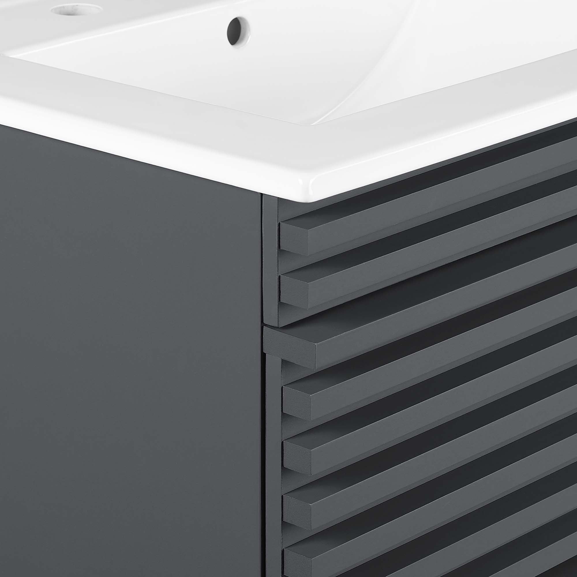 Render Wall-Mount Bathroom Vanity with White Basin Included by Modway